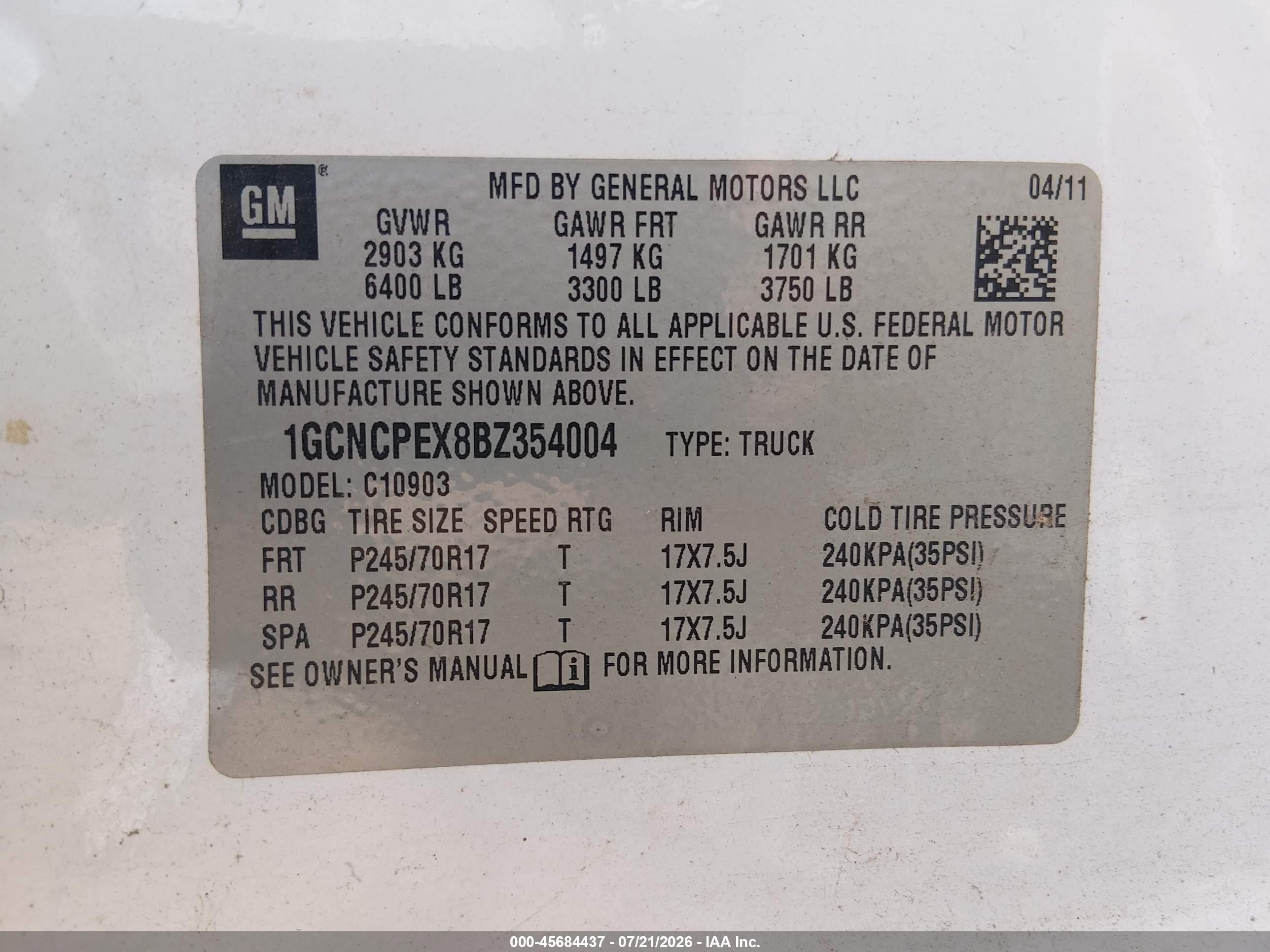 2011 Chevrolet Silverado 1500 Work Truck White vin: 1GCNCPEX8BZ354004