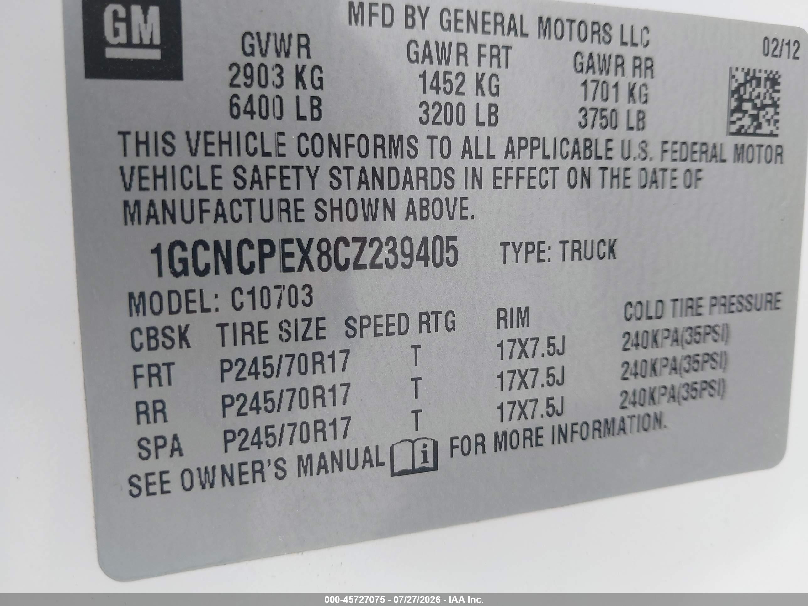 2012 Chevrolet Silverado 1500 Work Truck White vin: 1GCNCPEX8CZ239405