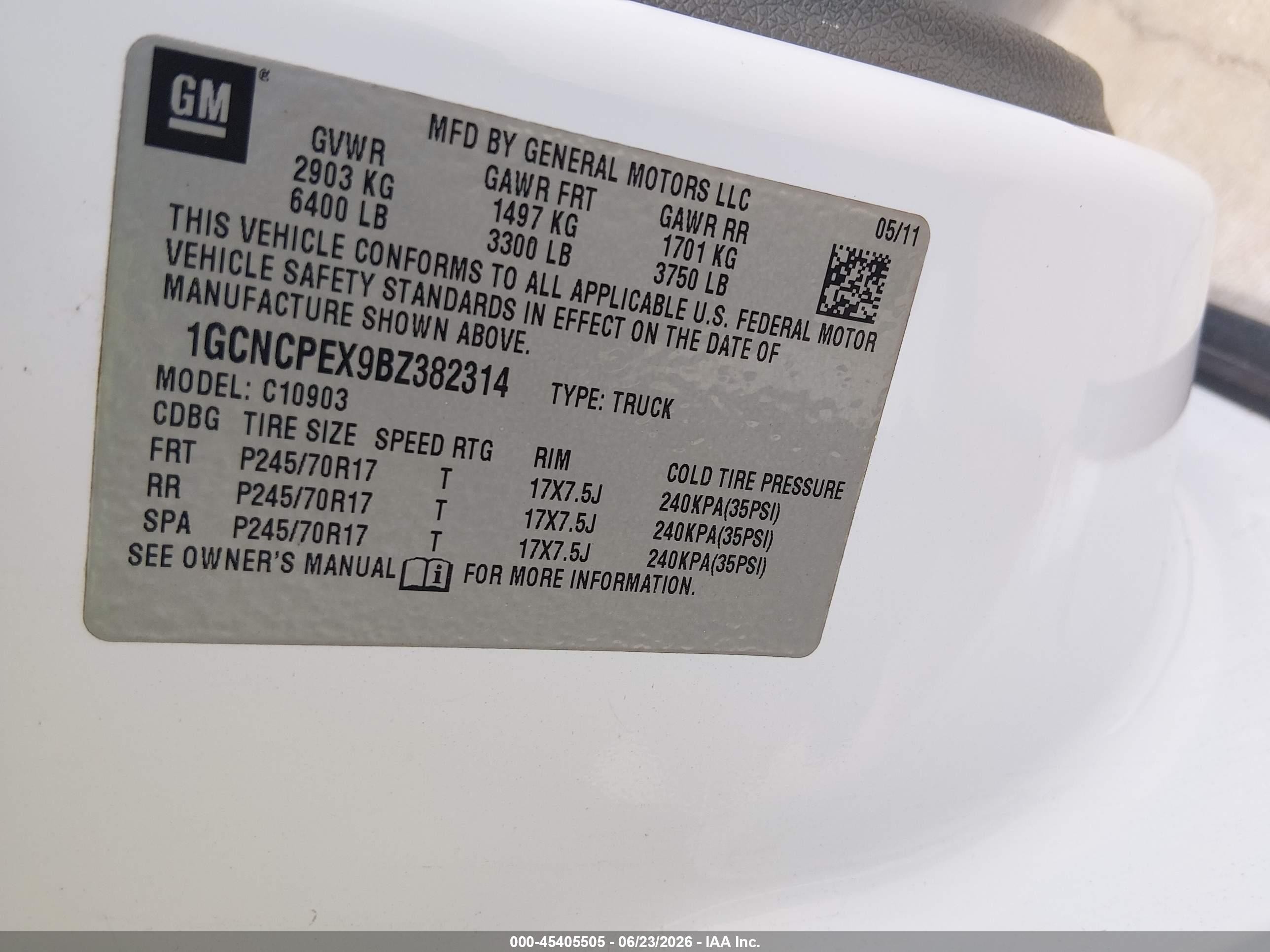 2011 Chevrolet Silverado 1500 Work Truck White vin: 1GCNCPEX9BZ382314