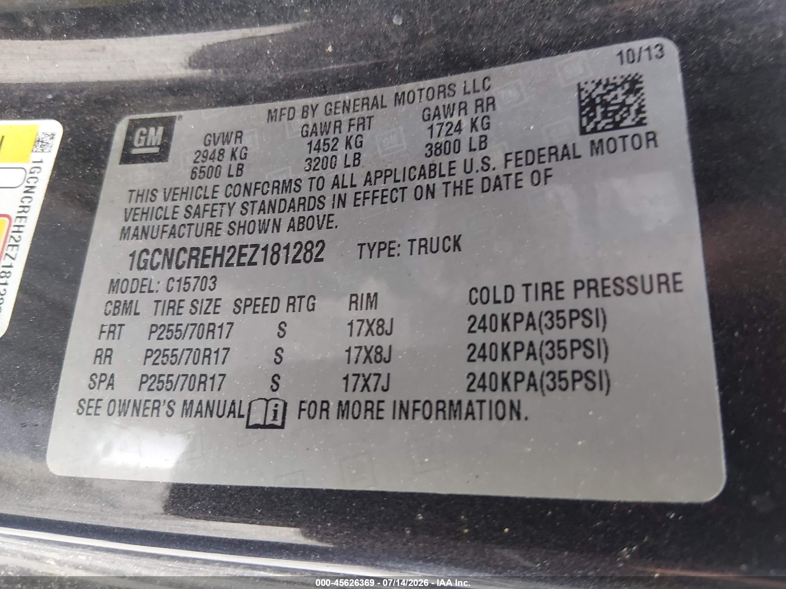 2014 Chevrolet Silverado 1500 Lt Черный vin: 1GCNCREH2EZ181282