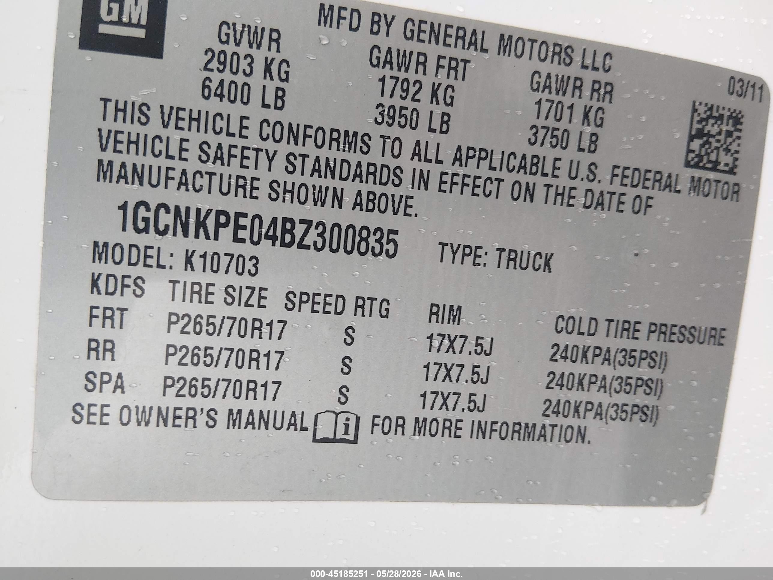2011 Chevrolet Silverado 1500 Work Truck White vin: 1GCNKPE04BZ300835