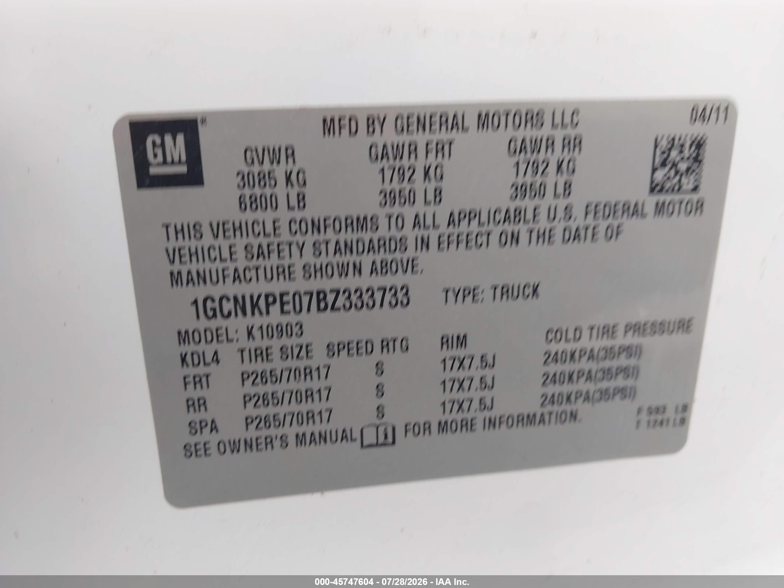 2011 Chevrolet Silverado 1500 Work Truck White vin: 1GCNKPE07BZ333733