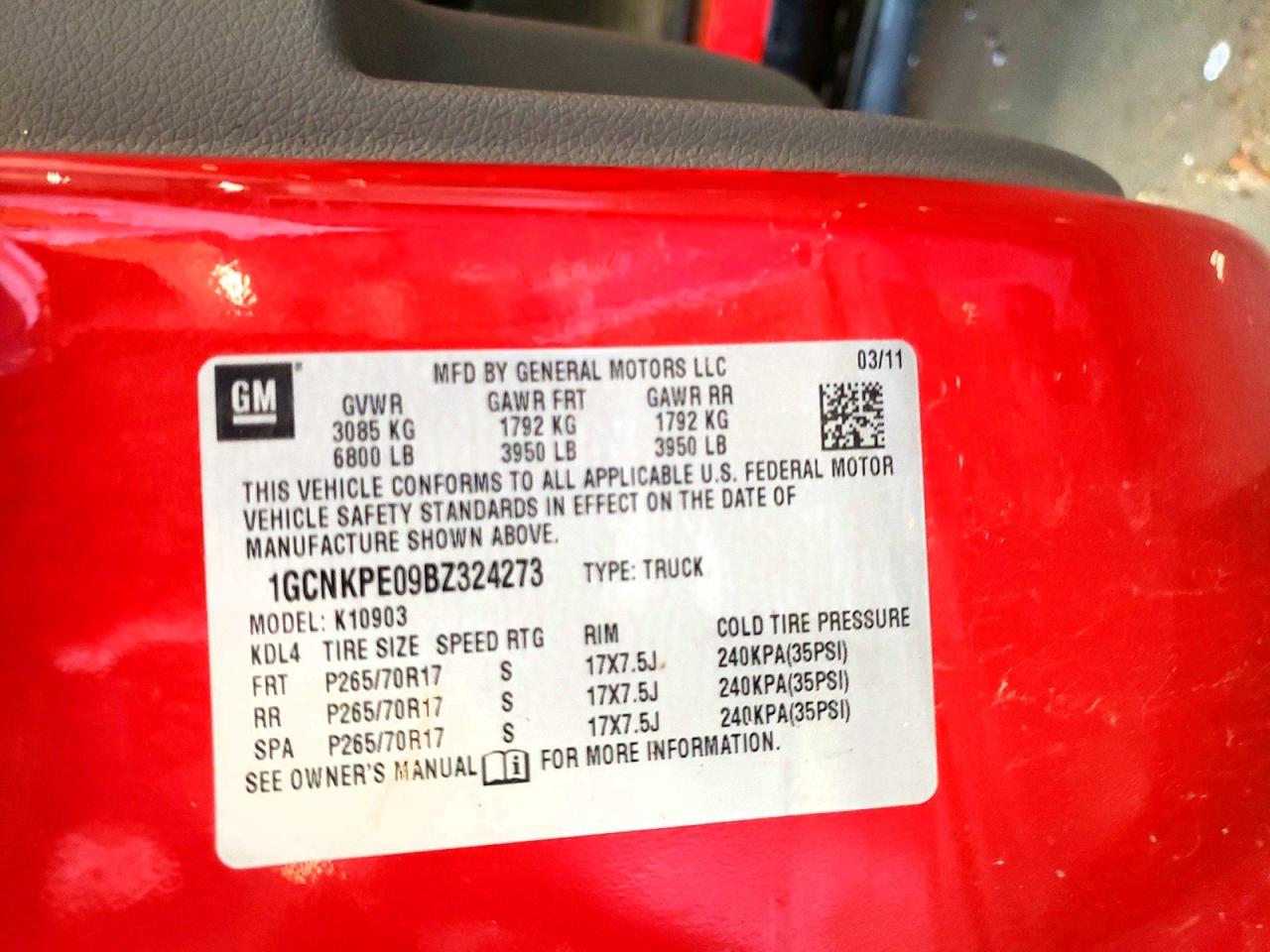 2011 Chevrolet Silverado K1500 Красный vin: 1GCNKPE09BZ324273