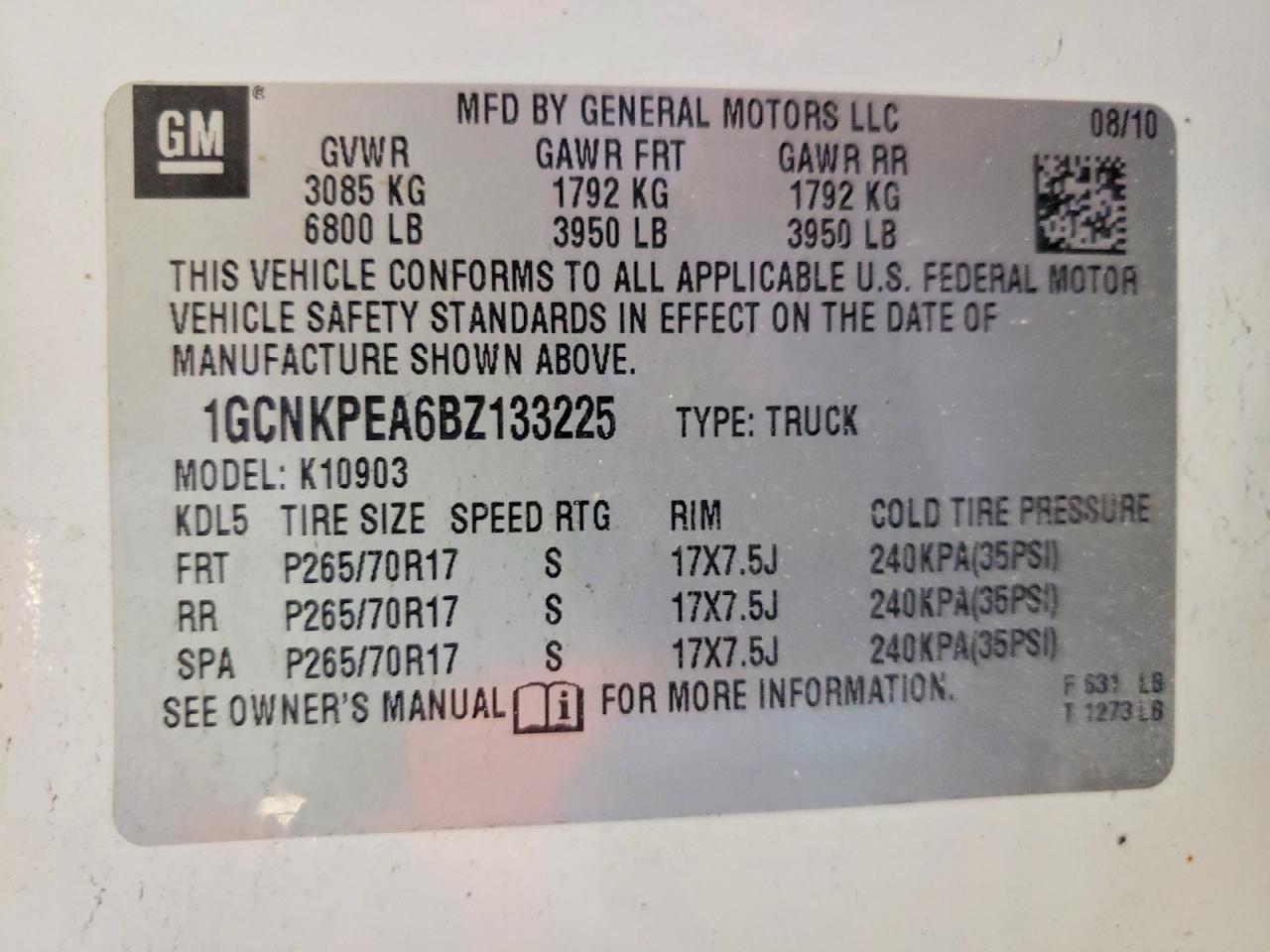 2011 Chevrolet Silverado K1500 White vin: 1GCNKPEA6BZ133225
