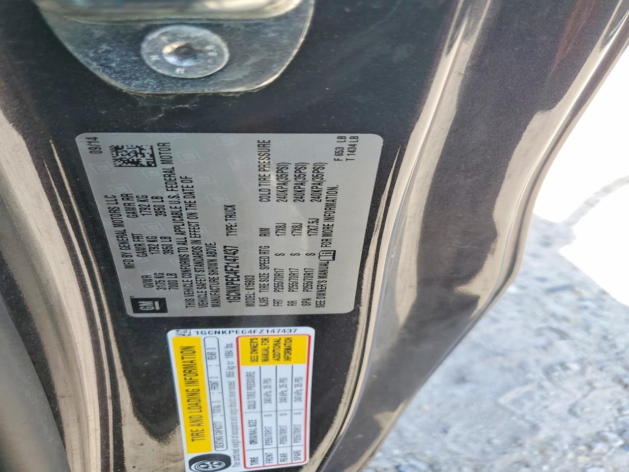 2015 Chevrolet Silverado K1500 Charcoal vin: 1GCNKPEC4FZ147437