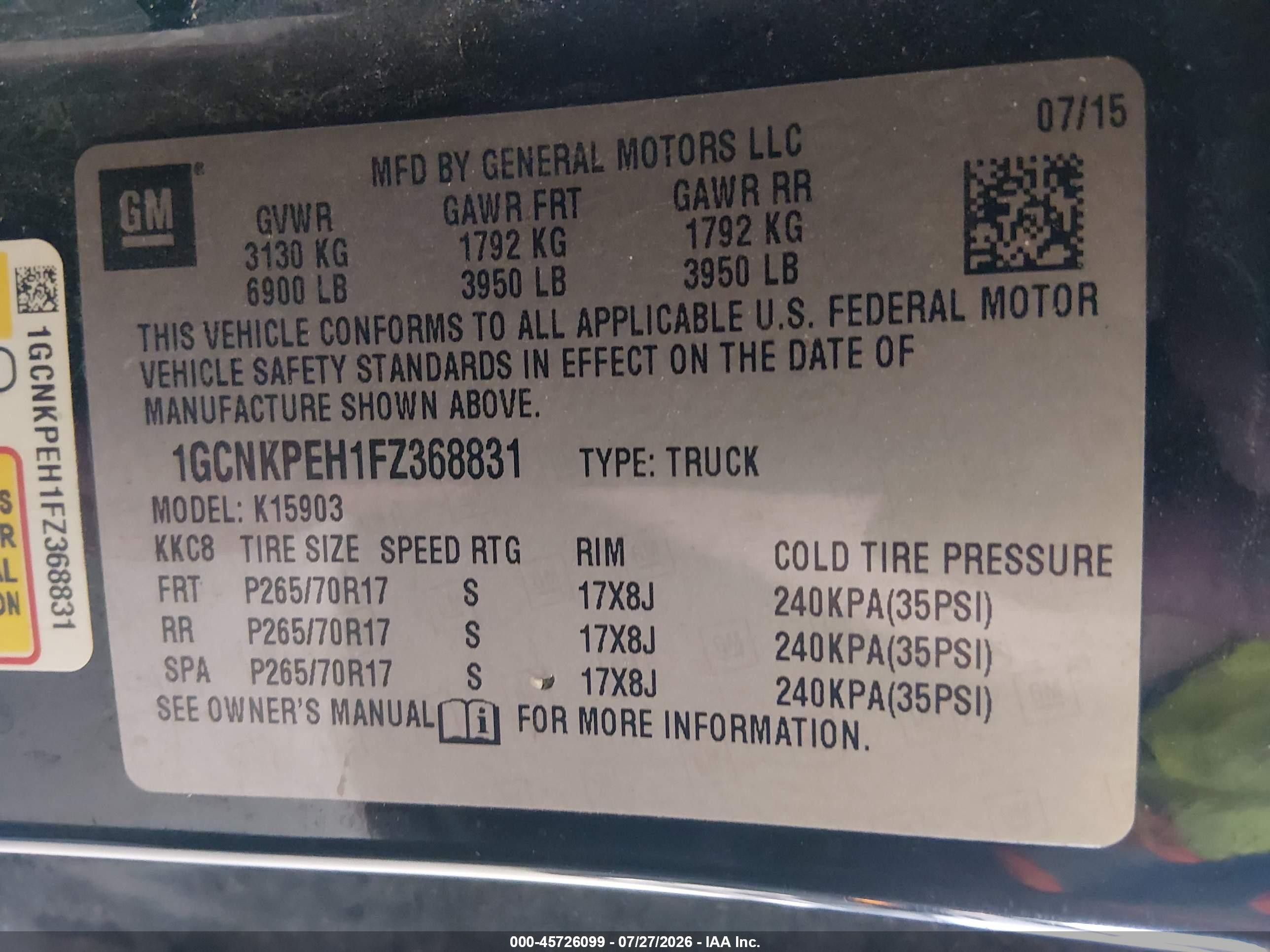 2015 Chevrolet Silverado 1500 Work Truck Черный vin: 1GCNKPEH1FZ368831