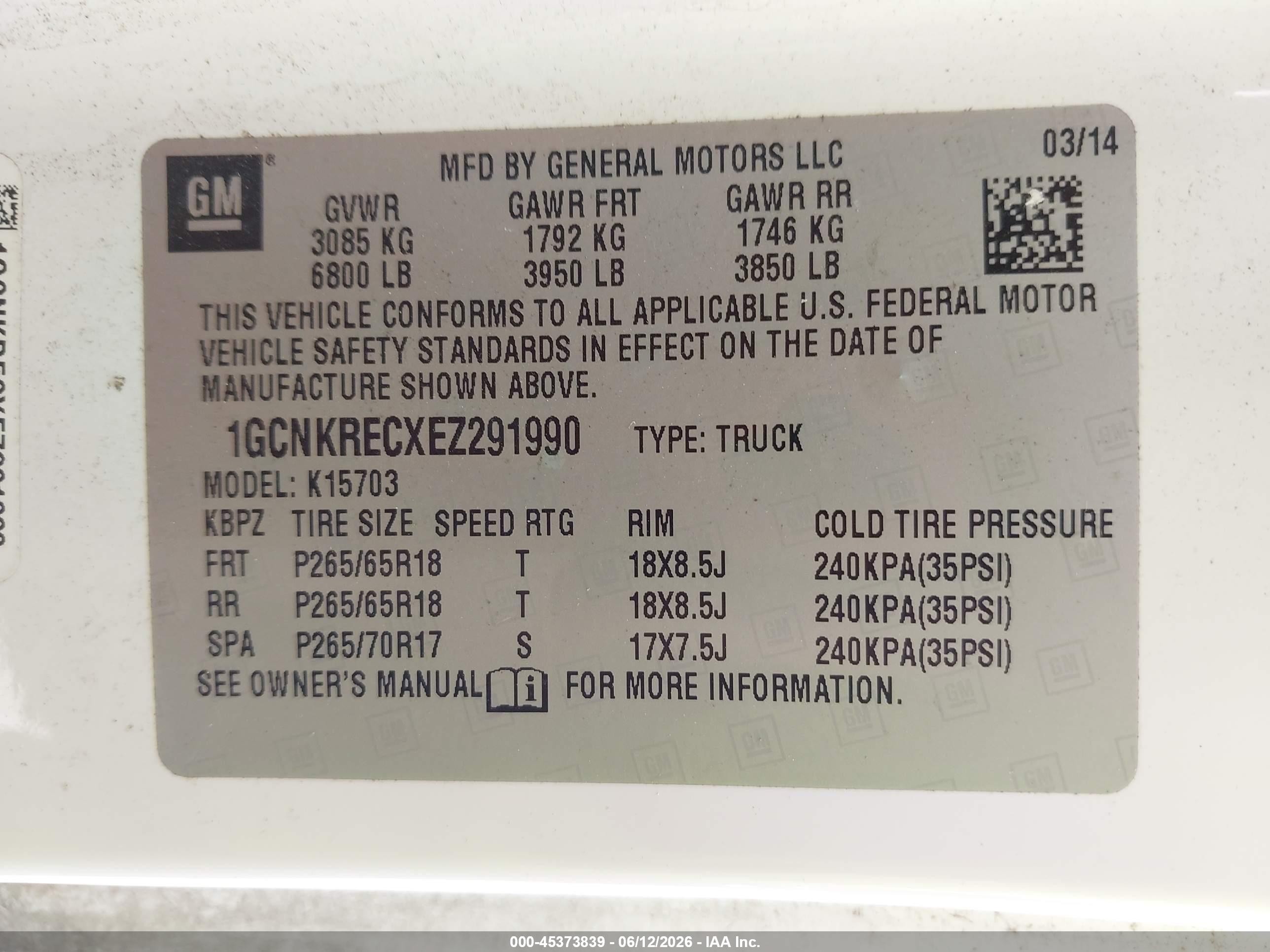 2014 Chevrolet Silverado 1500 Lt White vin: 1GCNKRECXEZ291990