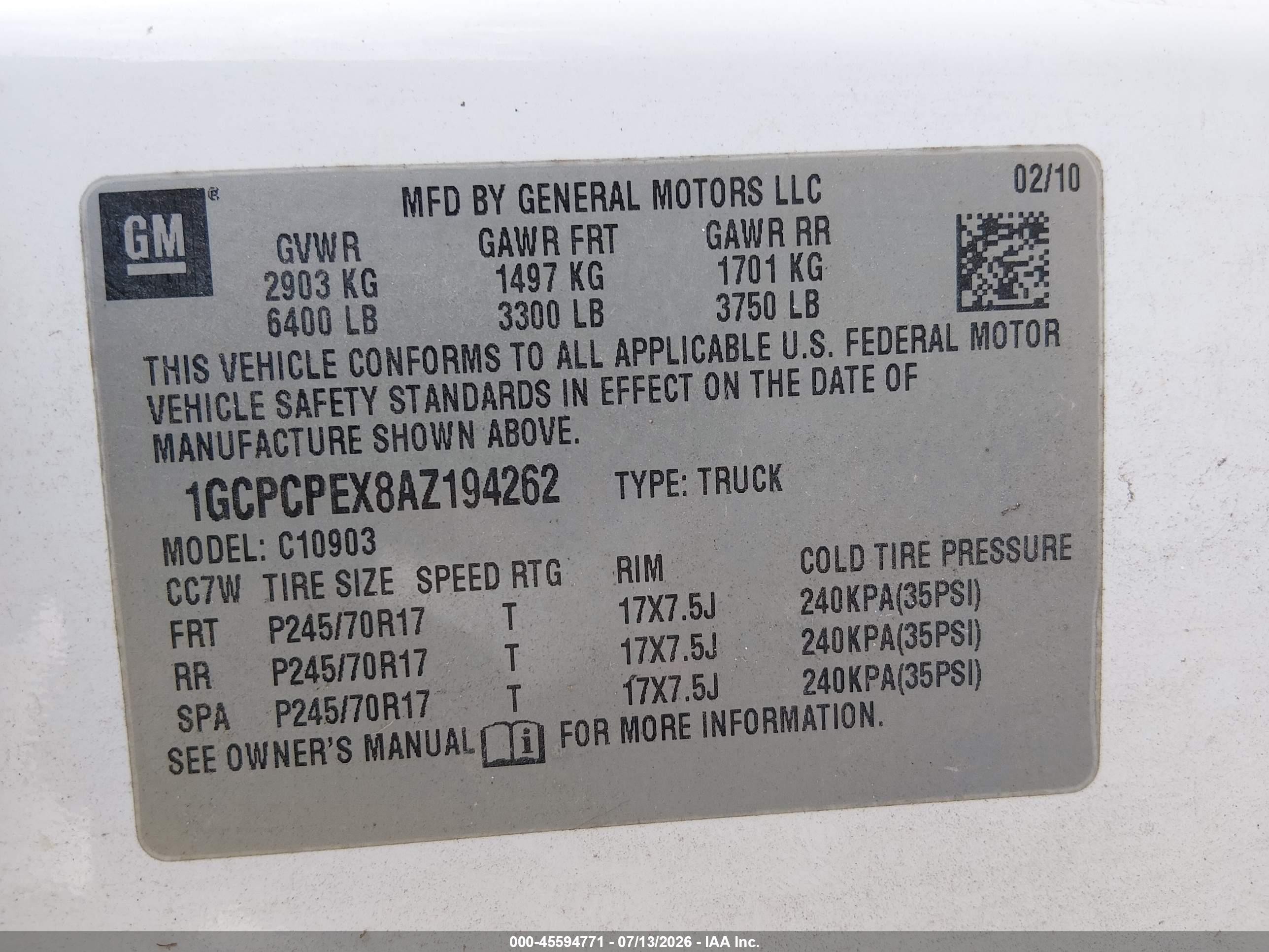 2010 Chevrolet Silverado 1500 Work Truck White vin: 1GCPCPEX8AZ194262