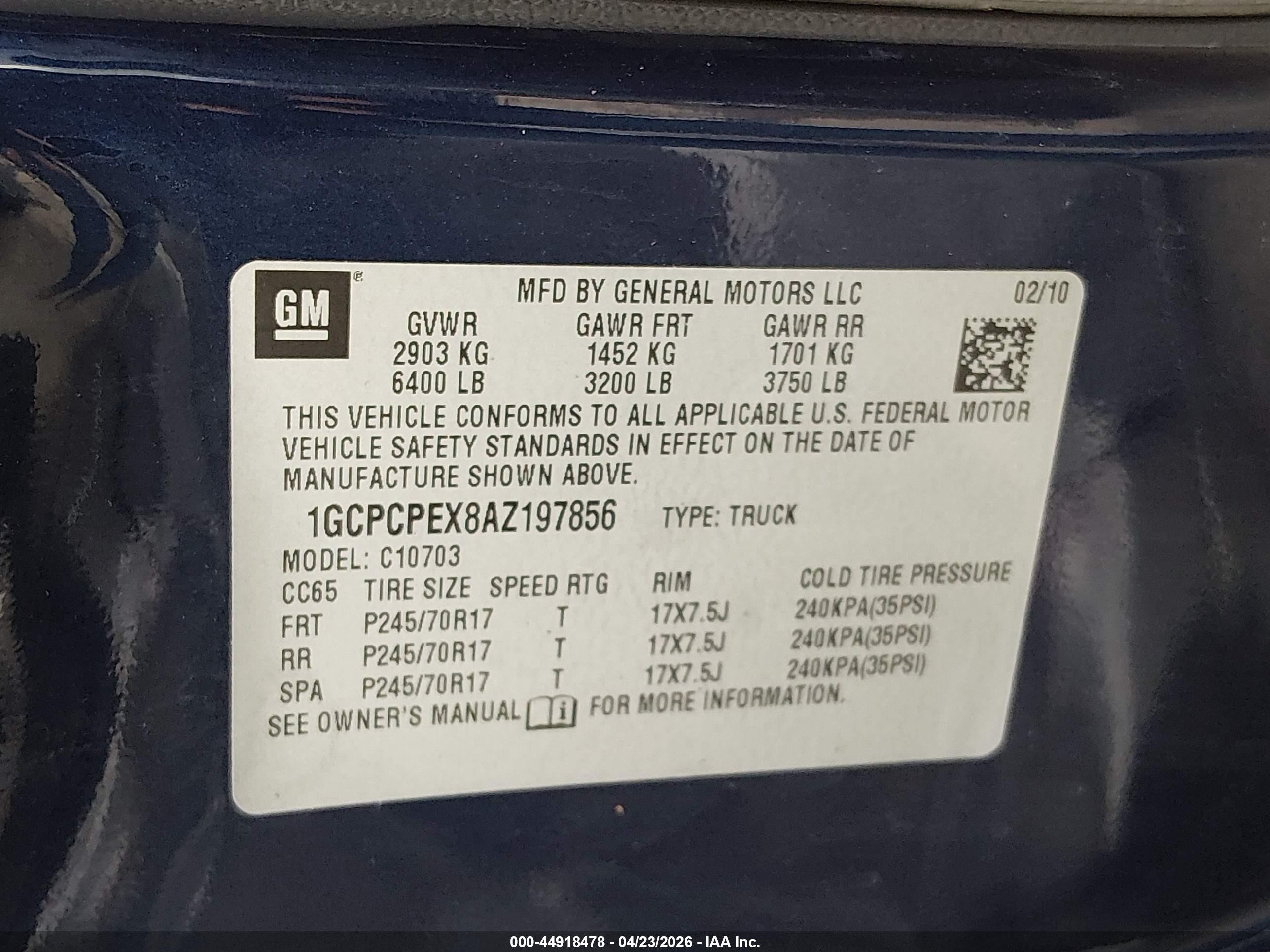 2010 Chevrolet Silverado 1500 Work Truck Navy vin: 1GCPCPEX8AZ197856