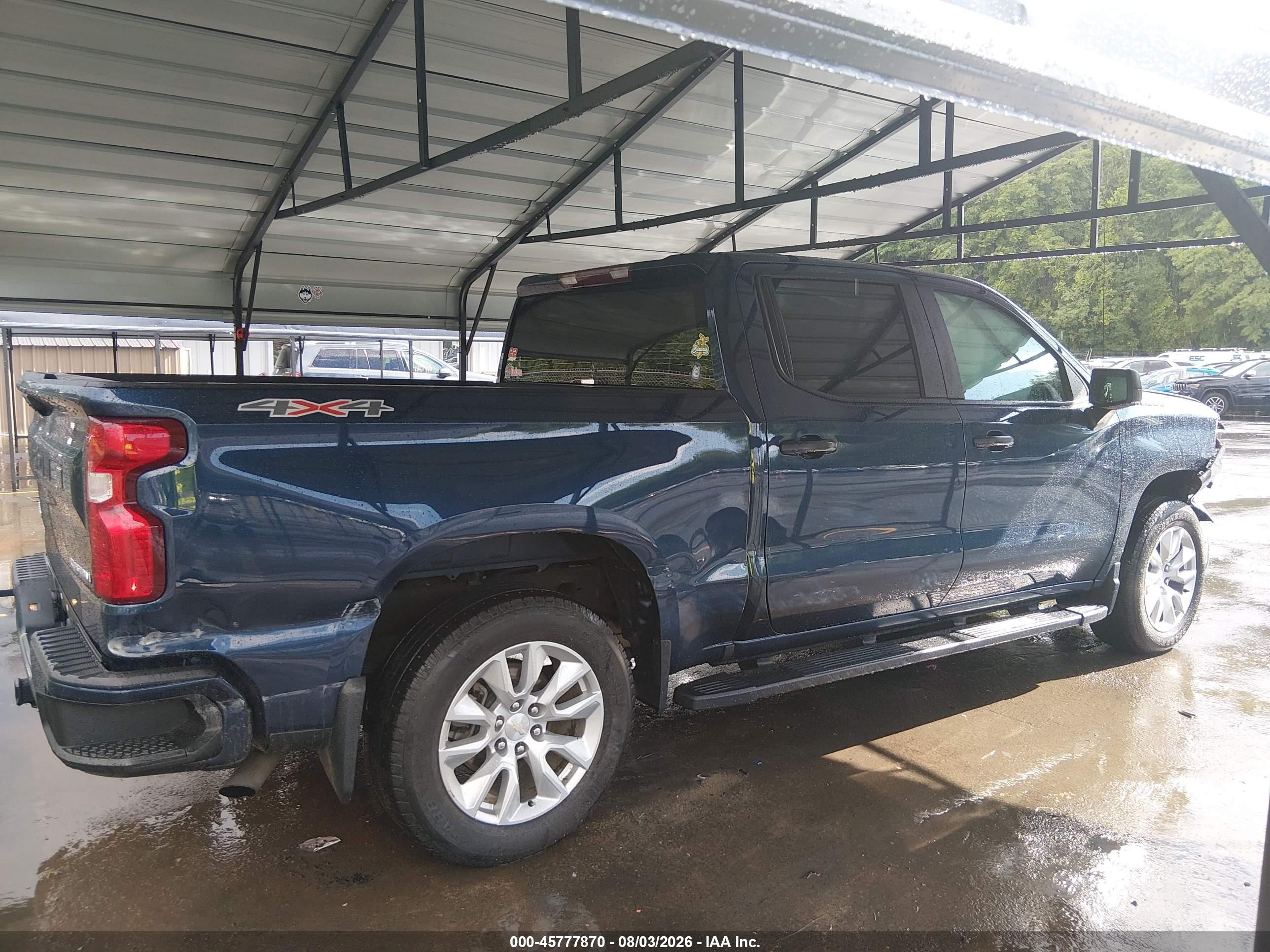 2022 Chevrolet Silverado 1500 4wd  Short Bed Custom Blue vin: 1GCPDBEK2NZ630288