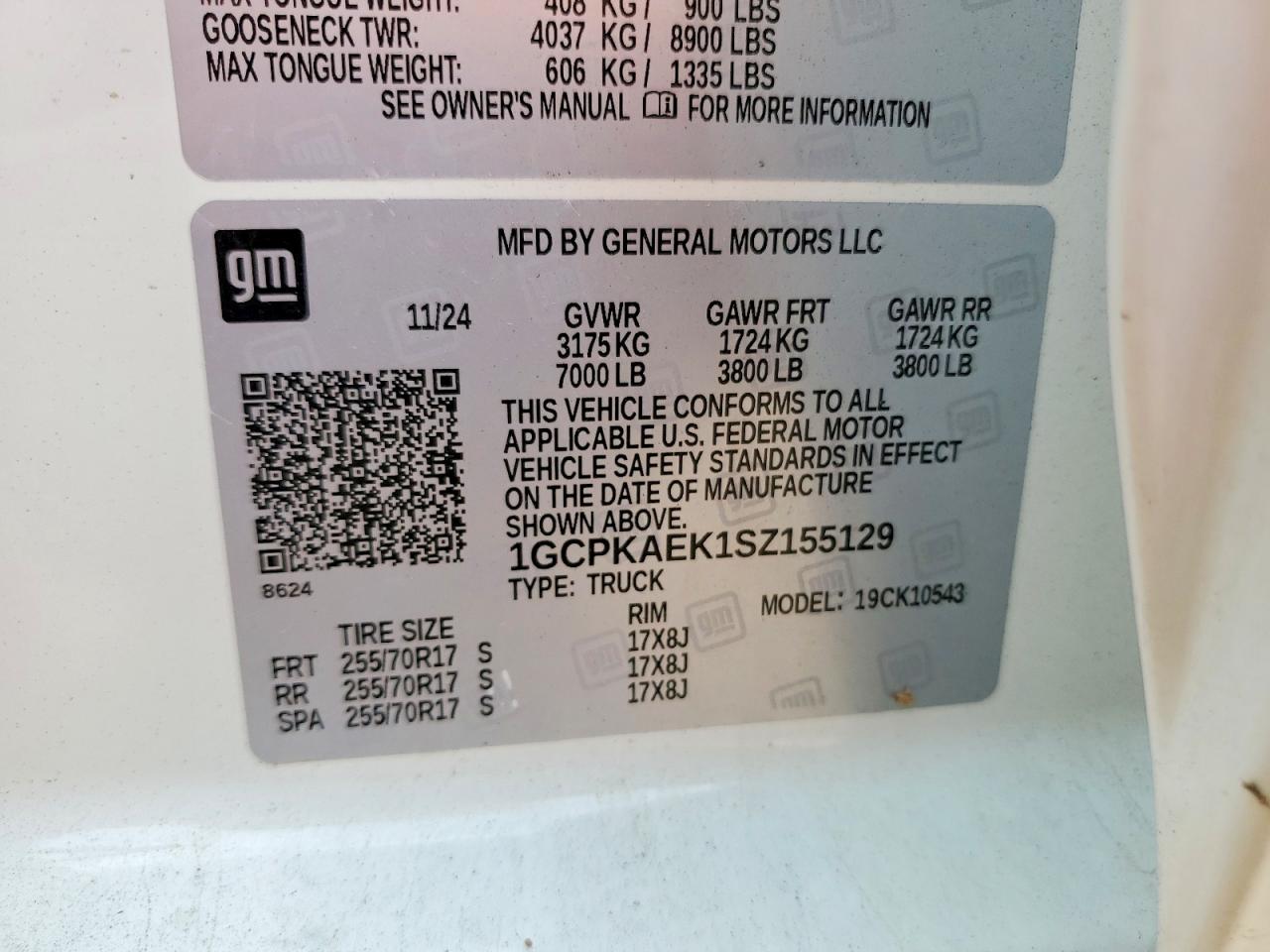 2025 Chevrolet Silverado K1500 White vin: 1GCPKAEK1SZ155129