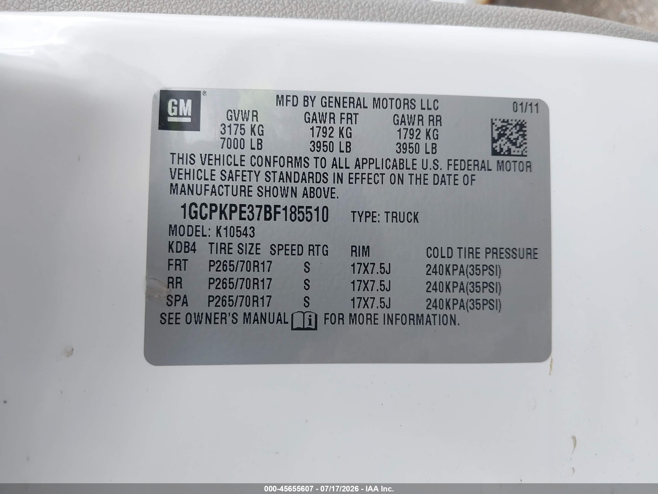 2011 Chevrolet Silverado 1500 Work Truck White vin: 1GCPKPE37BF185510