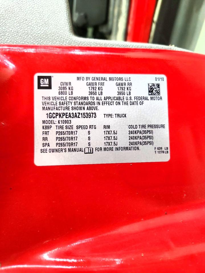 2010 Chevrolet Silverado K1500 Red vin: 1GCPKPEA3AZ153973