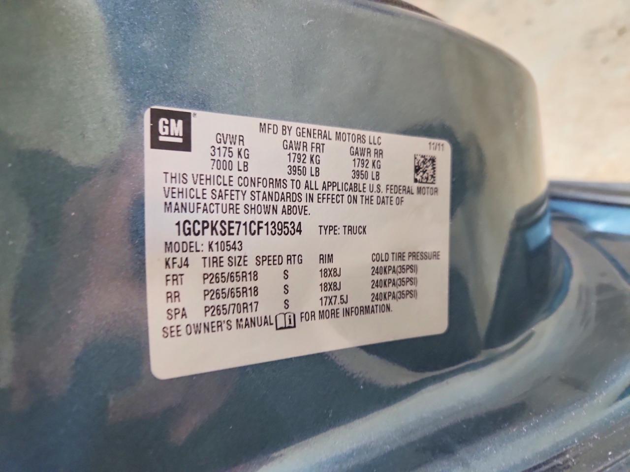 2012 Chevrolet Silverado K1500 Lt Зеленый vin: 1GCPKSE71CF139534