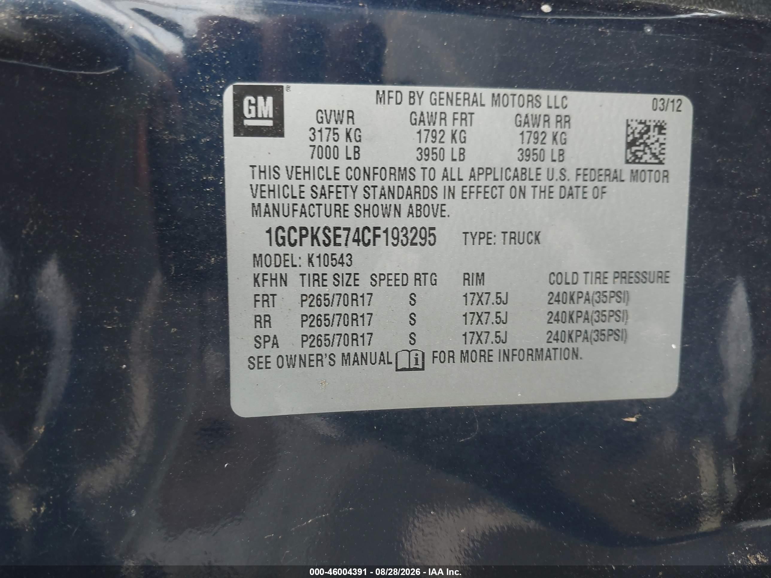 2012 Chevrolet Silverado 1500 Lt Blue vin: 1GCPKSE74CF193295