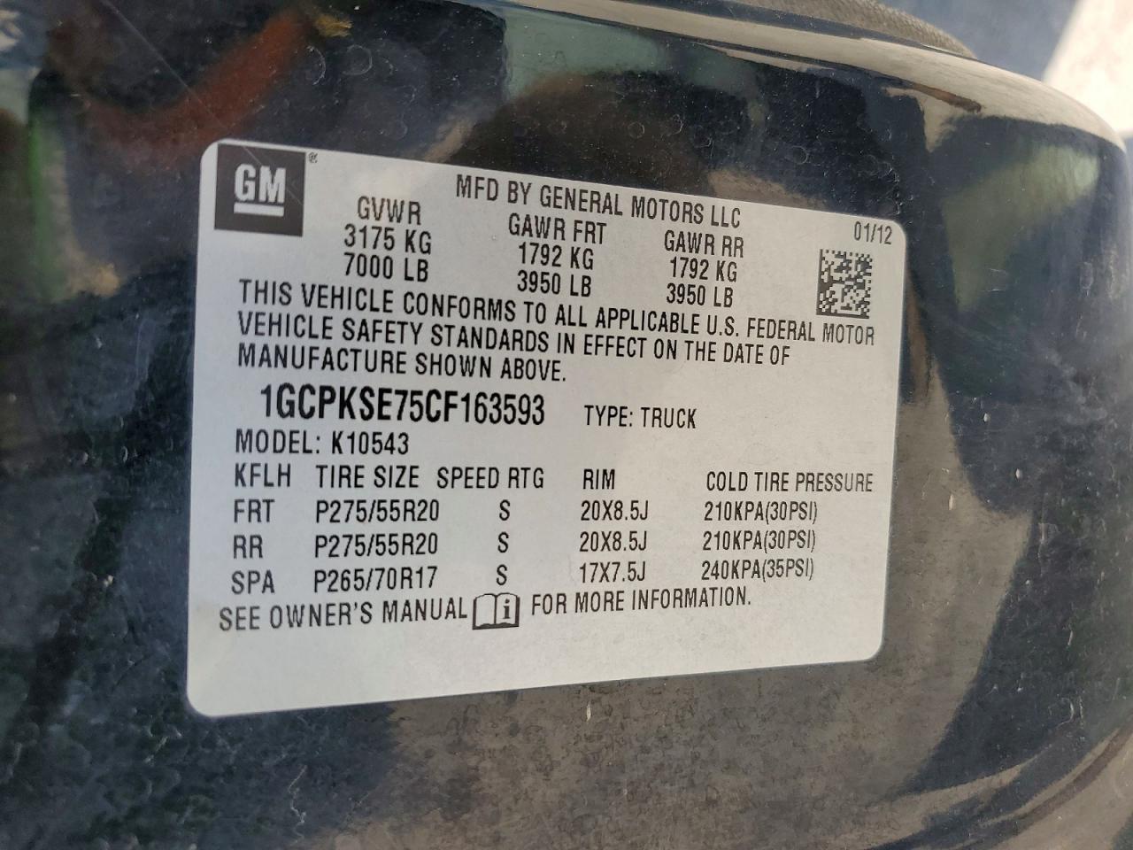 2012 Chevrolet Silverado K1500 Lt Black vin: 1GCPKSE75CF163593