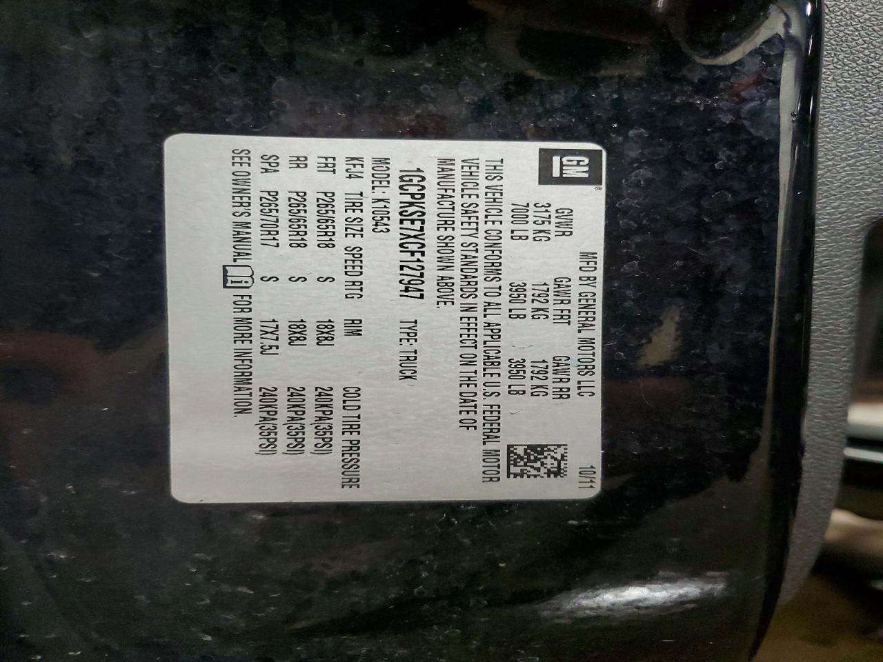 2012 Chevrolet Silverado K1500 Lt Black vin: 1GCPKSE7XCF127947