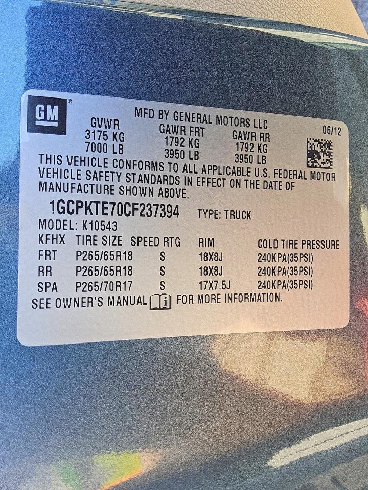 2012 Chevrolet Silverado K1500 Ltz Blue vin: 1GCPKTE70CF237394