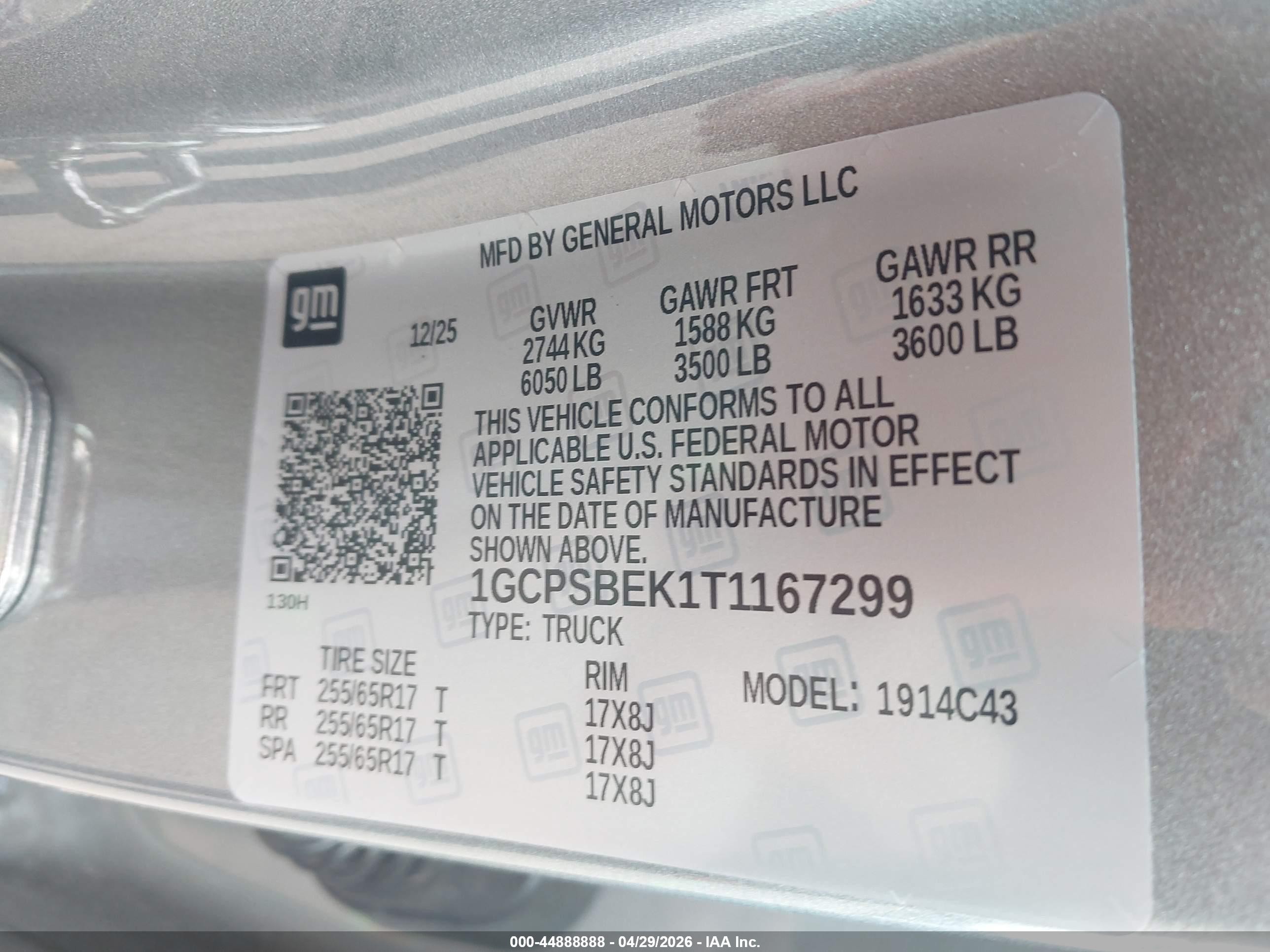2026 Chevrolet Colorado Wt, Rwd Серый vin: 1GCPSBEK1T1167299
