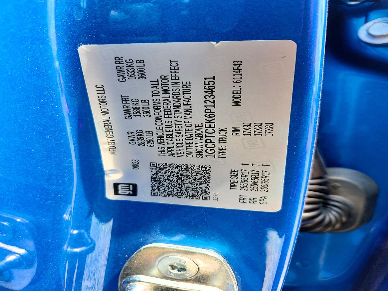 2023 Chevrolet Colorado Lt Blue vin: 1GCPTCEK6P1234651