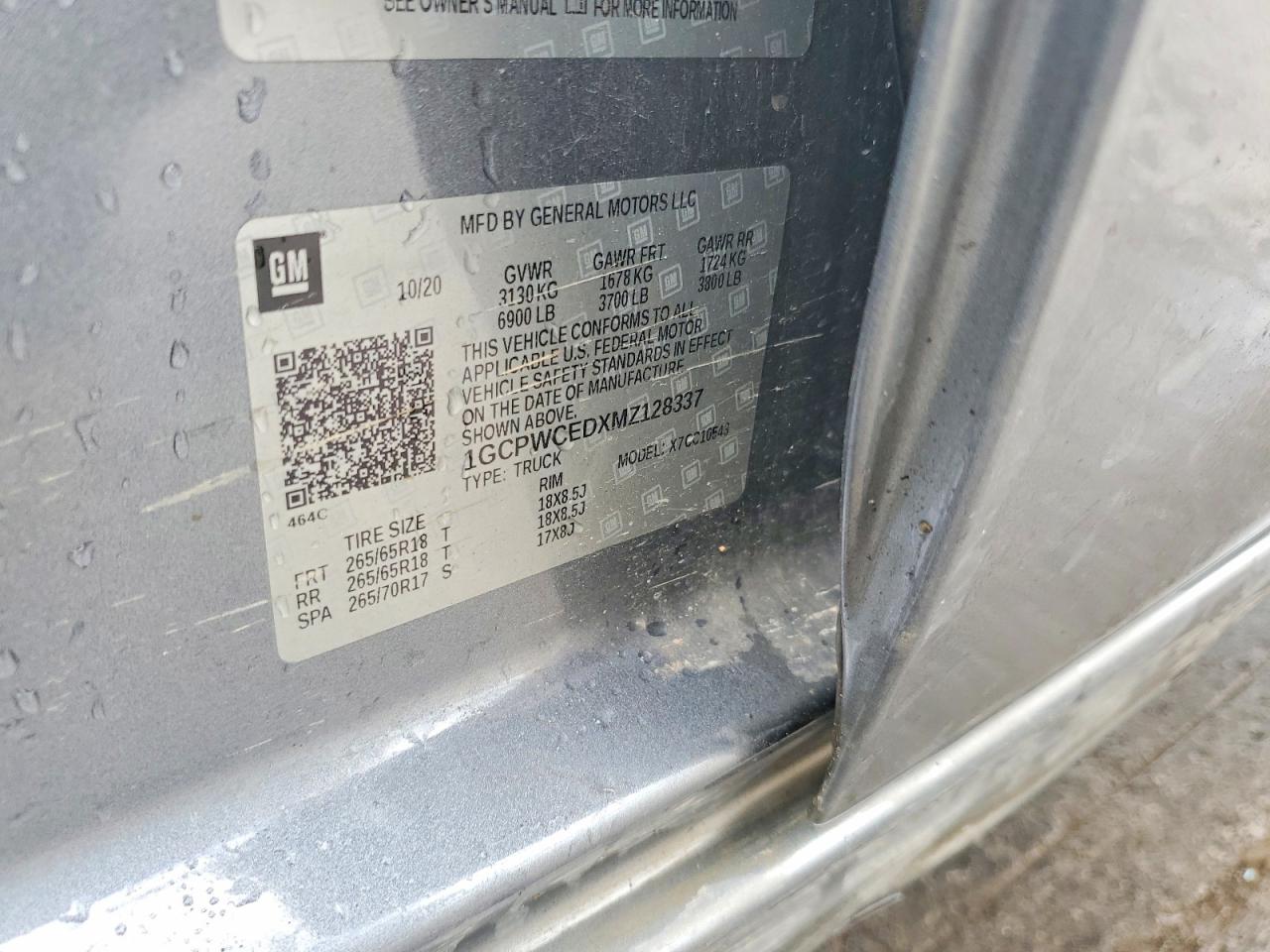 2021 Chevrolet Silverado C1500 Lt Gray vin: 1GCPWCEDXMZ128337