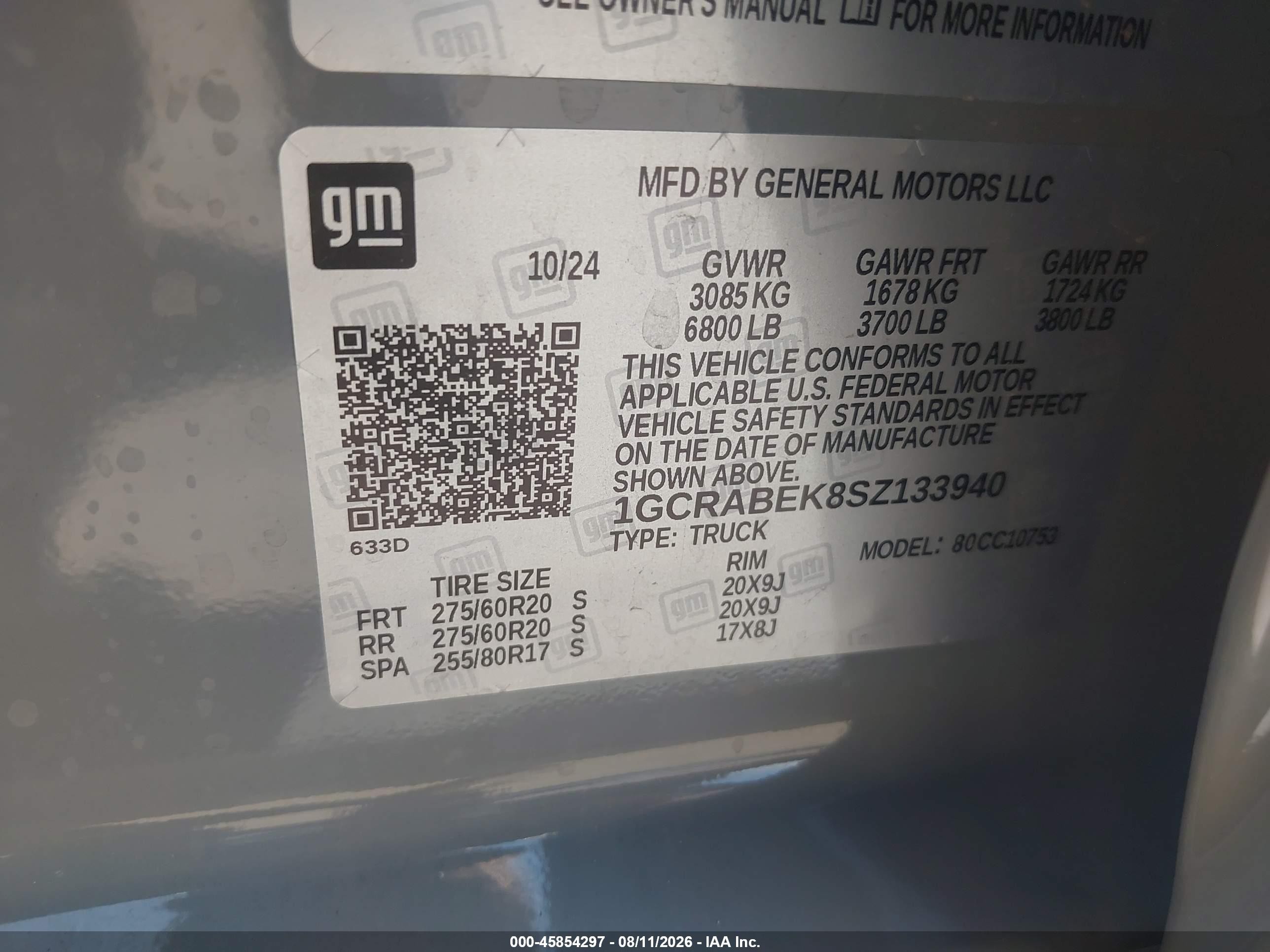 2025 Chevrolet Silverado 1500 2wd  Standard Bed Custom Gray vin: 1GCRABEK8SZ133940