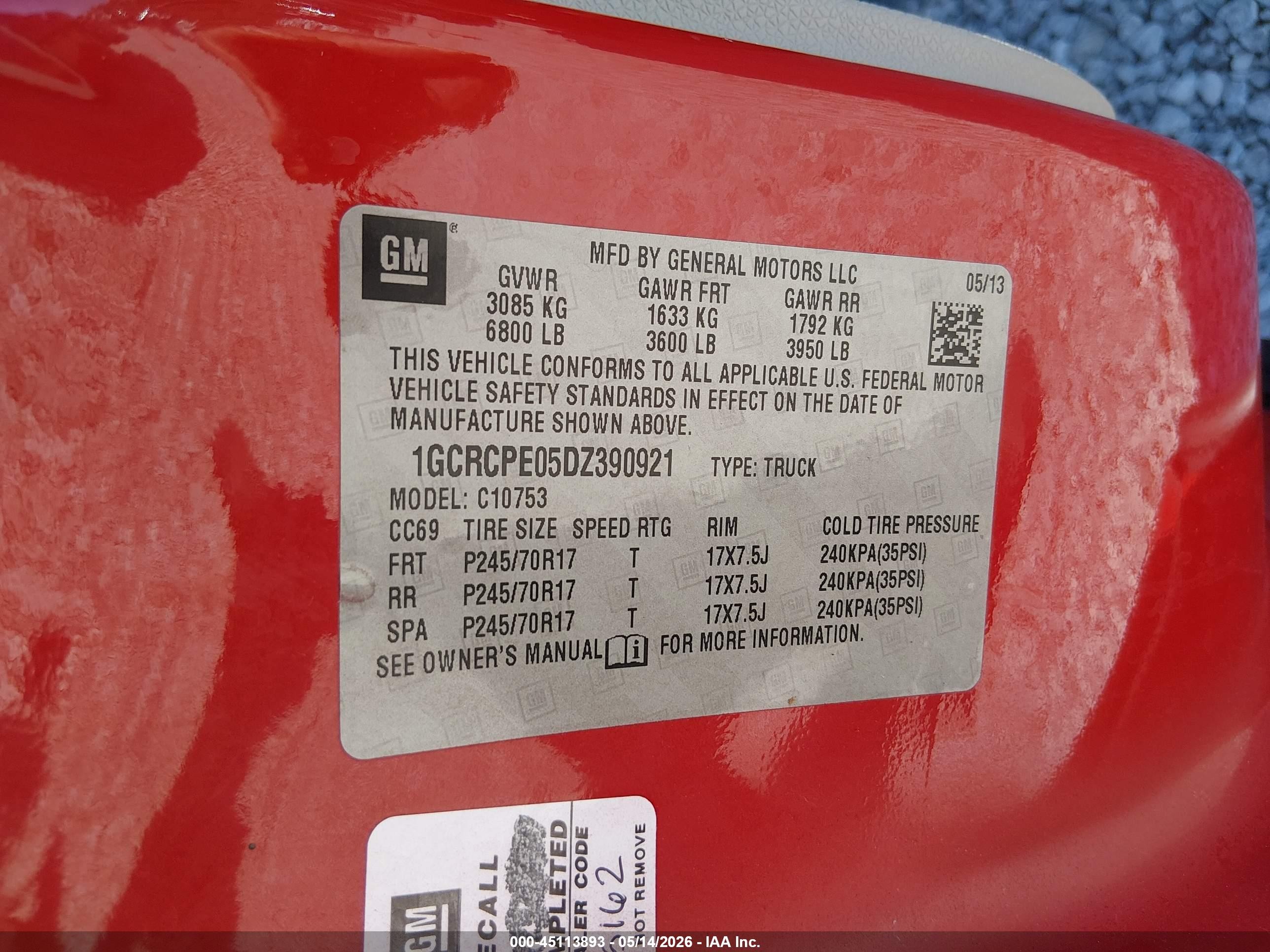 2013 Chevrolet Silverado 1500 Work Truck Red vin: 1GCRCPE05DZ390921