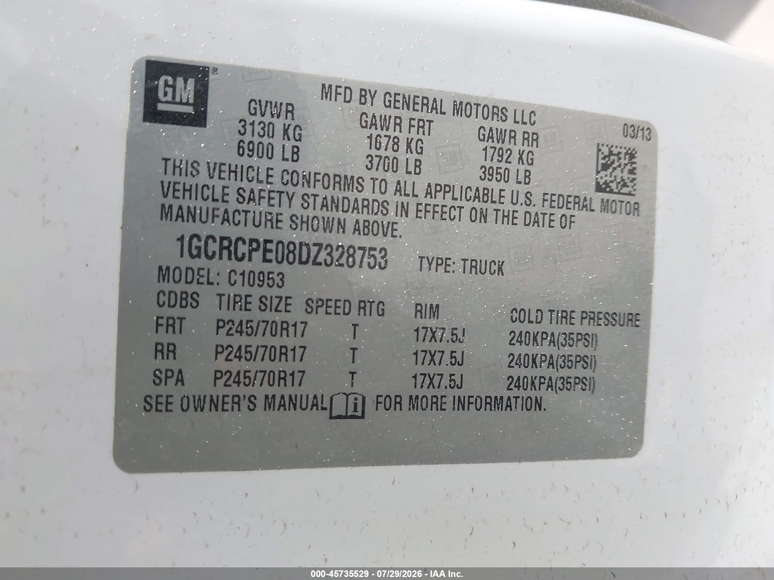 2013 Chevrolet Silverado 1500 Work Truck Белый vin: 1GCRCPE08DZ328753