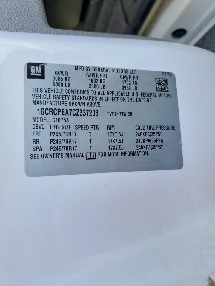 2012 Chevrolet Silverado C1500 White vin: 1GCRCPEA7CZ337208