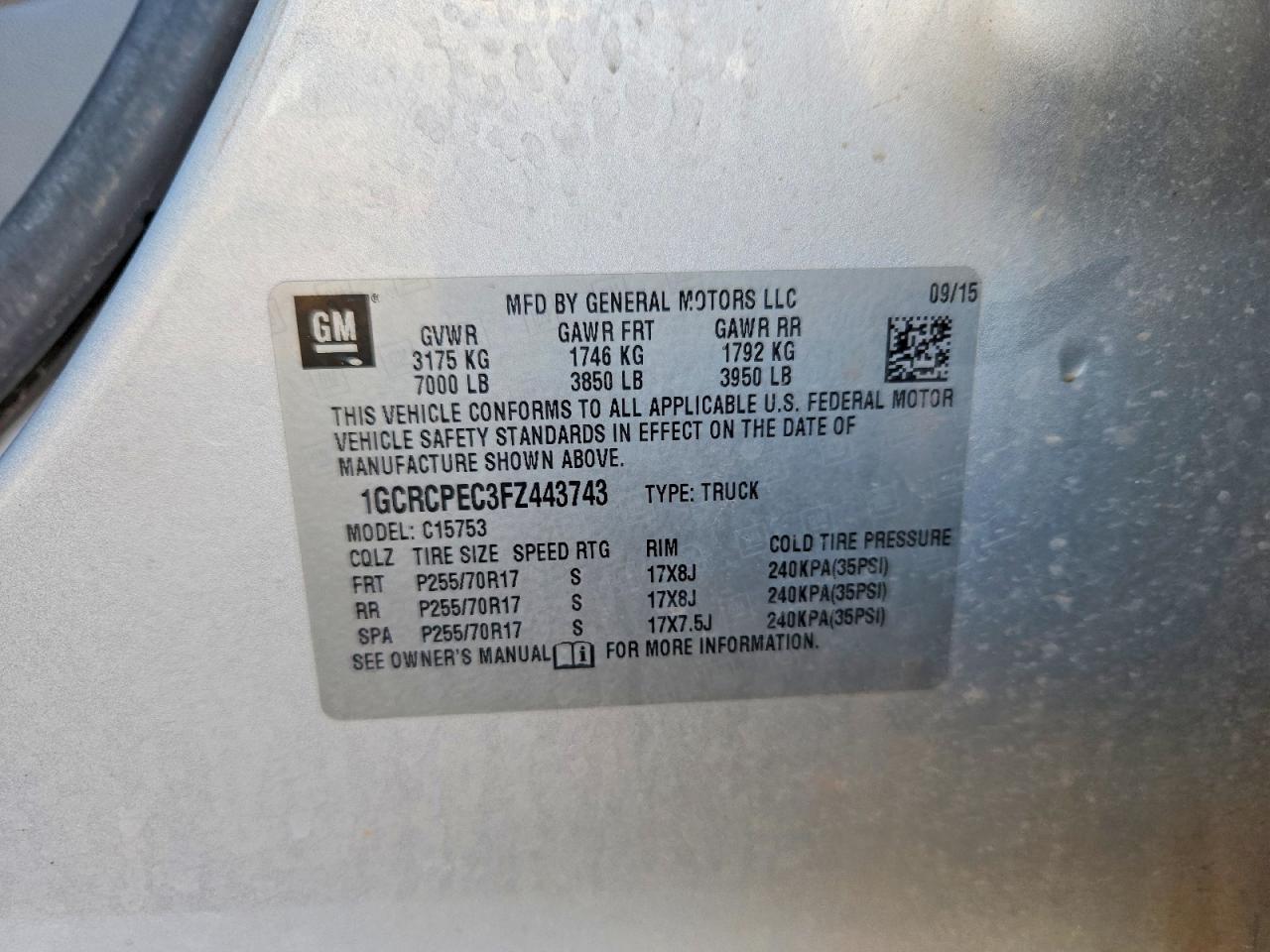 2015 Chevrolet Silverado C1500 Silver vin: 1GCRCPEC3FZ443743