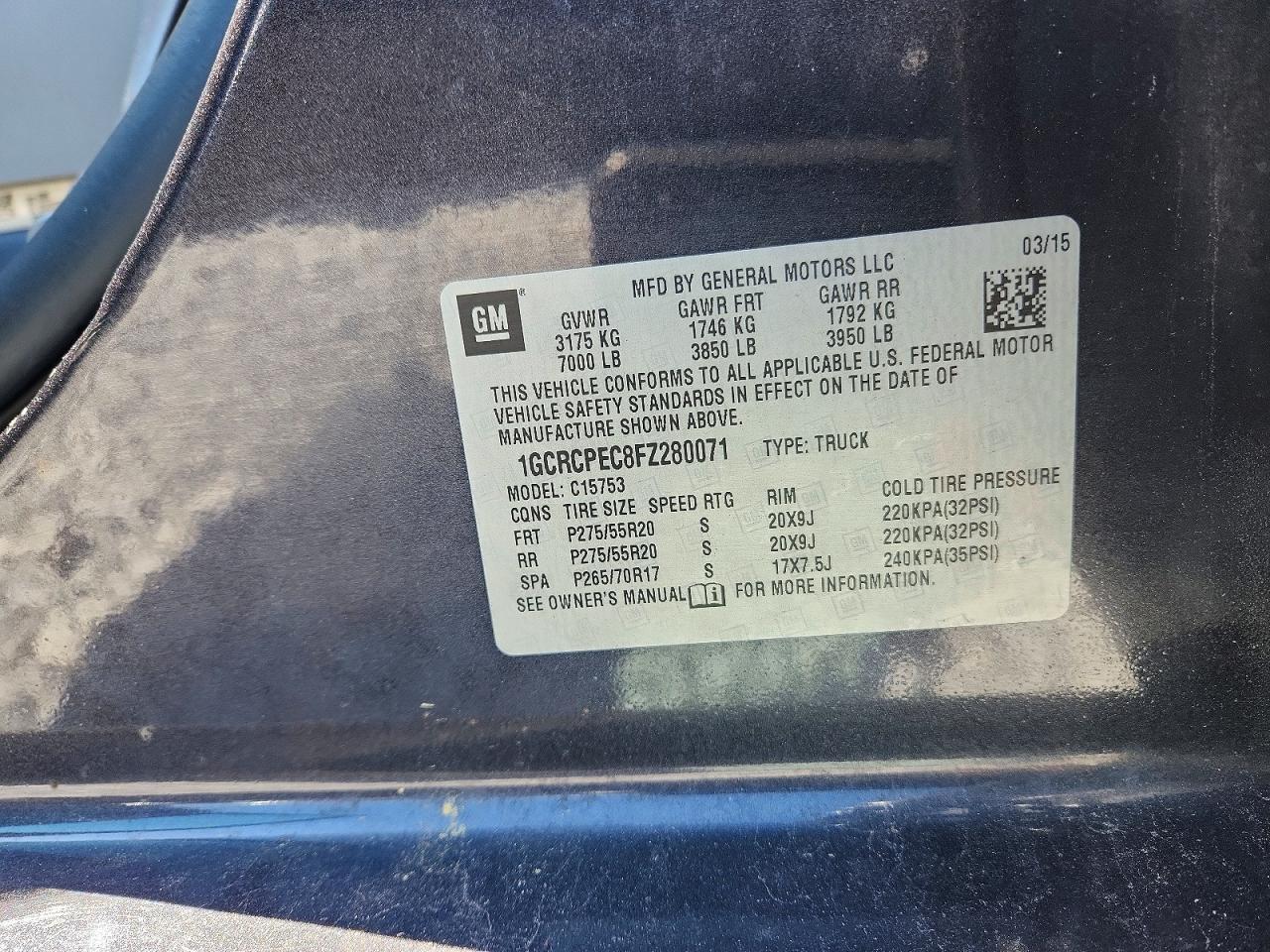2015 Chevrolet Silverado C1500 Угольный vin: 1GCRCPEC8FZ280071