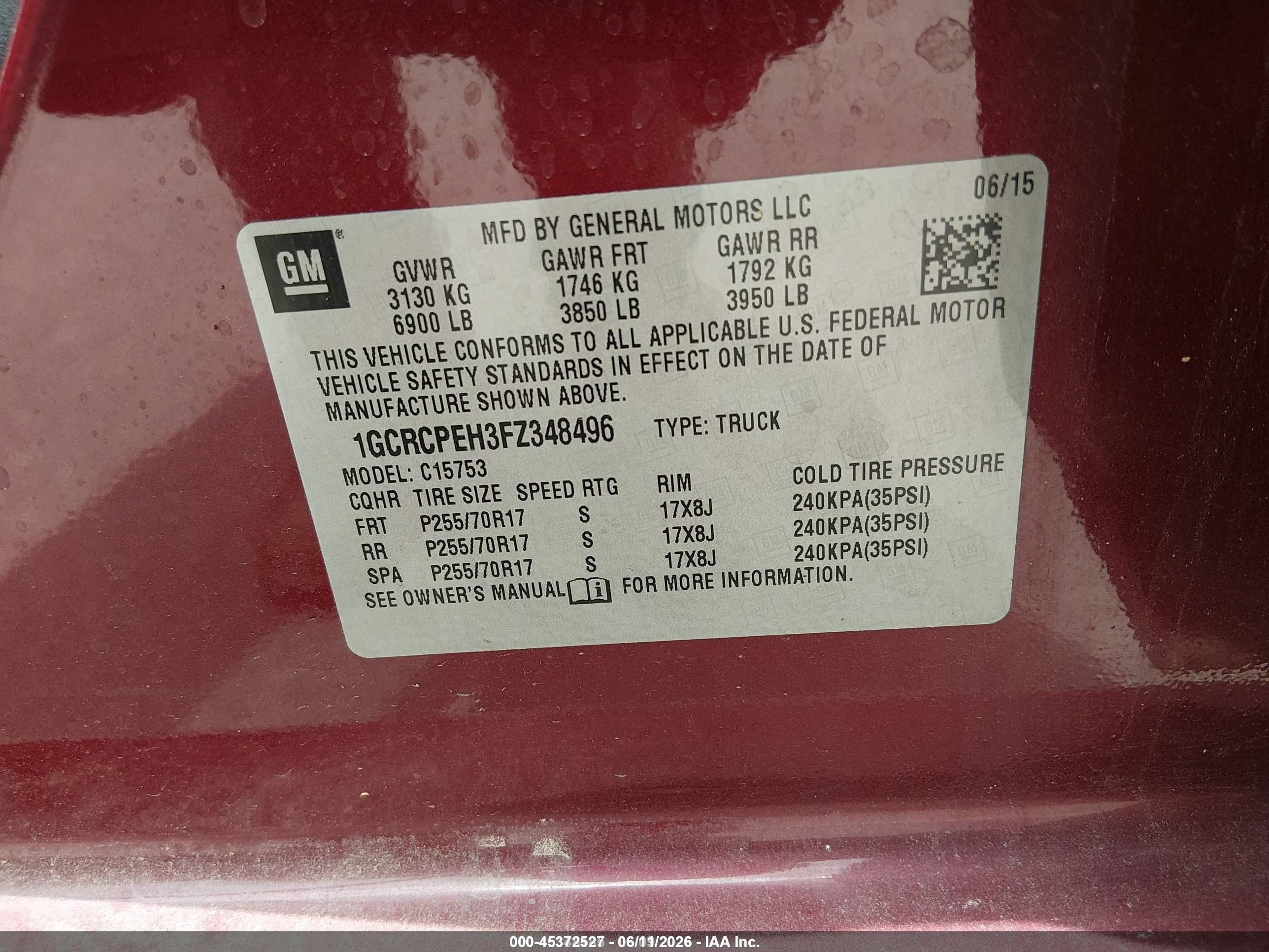2015 Chevrolet Silverado 1500 Wt Burgundy vin: 1GCRCPEH3FZ348496