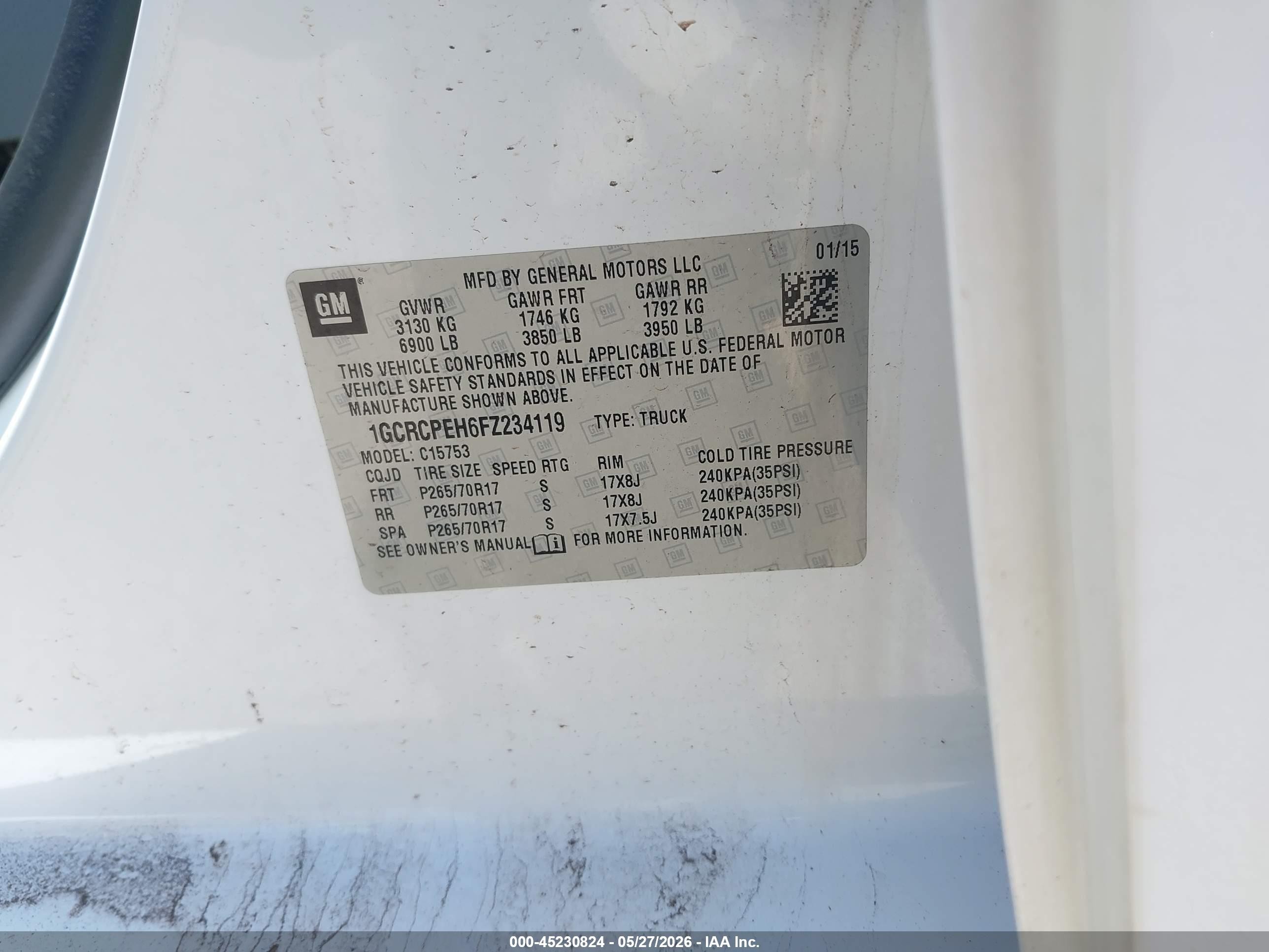 2015 Chevrolet Silverado 1500 Wt Белый vin: 1GCRCPEH6FZ234119