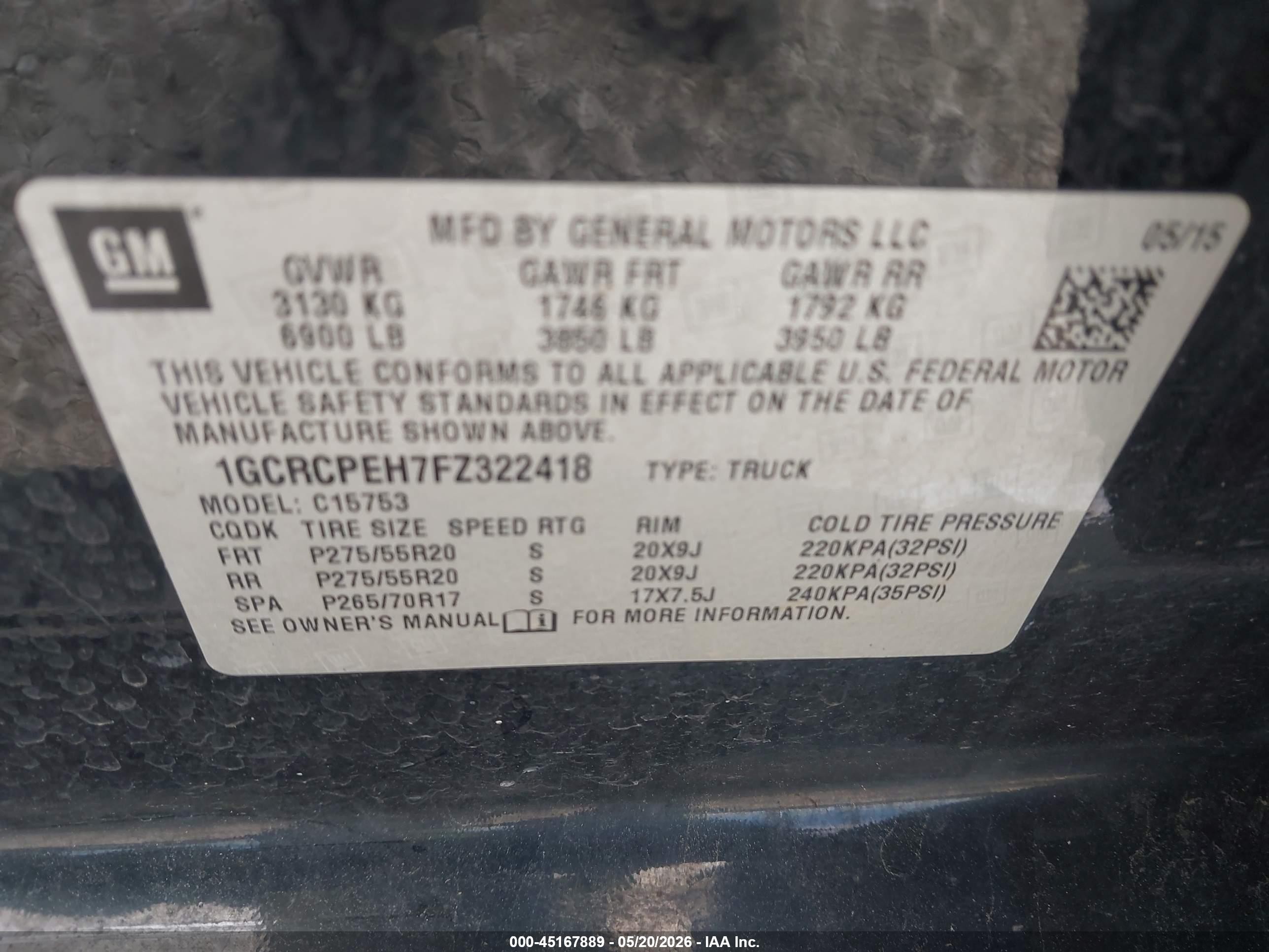 2015 Chevrolet Silverado 1500 Wt Black vin: 1GCRCPEH7FZ322418