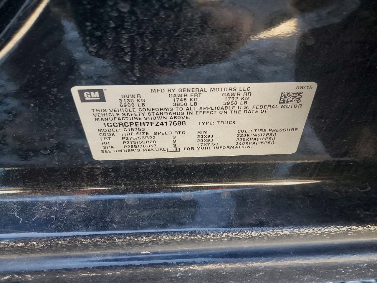 2015 Chevrolet Silverado C1500 Black vin: 1GCRCPEH7FZ417688