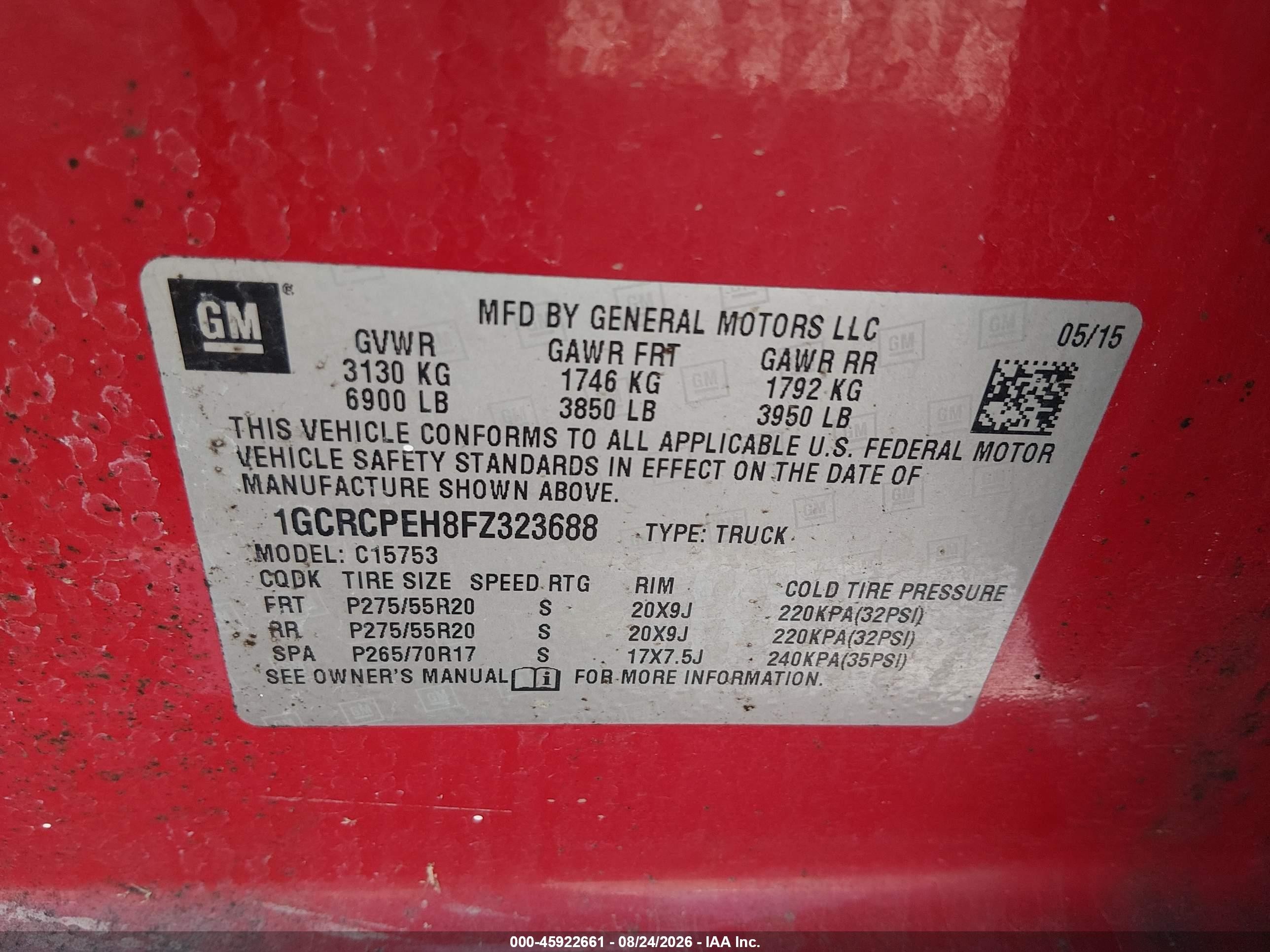 2015 Chevrolet Silverado 1500 Ls Red vin: 1GCRCPEH8FZ323688