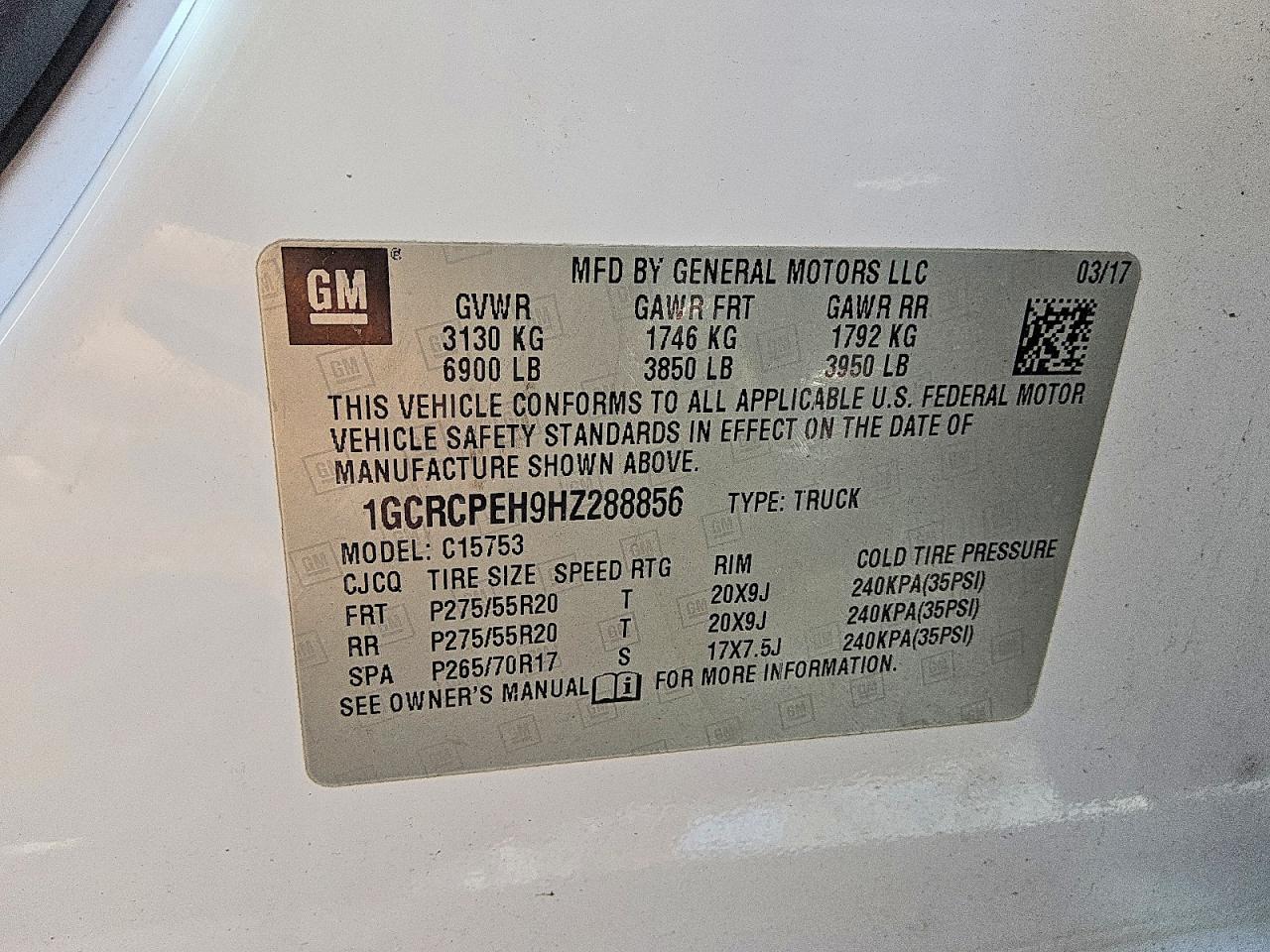 2017 Chevrolet Silverado C1500 Custom White vin: 1GCRCPEH9HZ288856