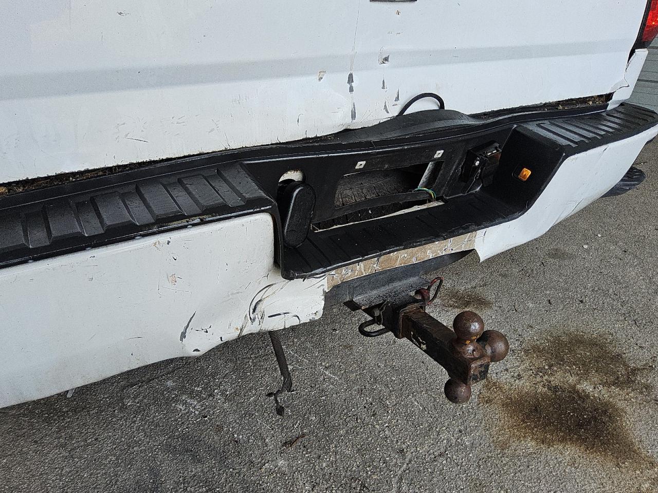 2017 Chevrolet Silverado C1500 Custom White vin: 1GCRCPEH9HZ288856 Damage: Rear Metal Bumper Painted, Severe Damage, Replacement Required