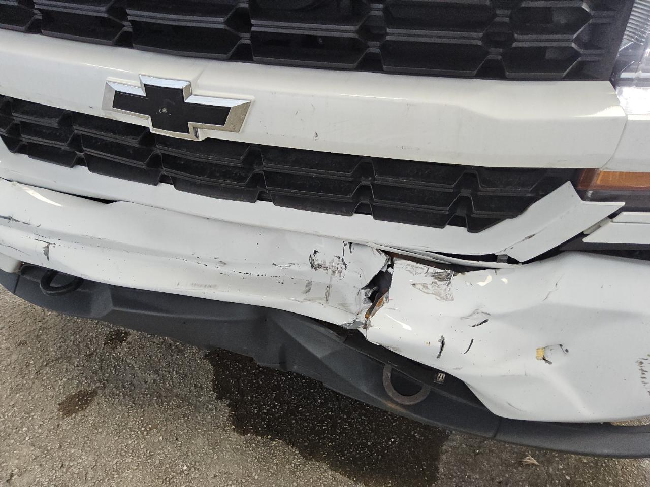 2017 Chevrolet Silverado C1500 Custom White vin: 1GCRCPEH9HZ288856 Damage: Front Metal Bumper Painted, Severe Damage, Replacement Required