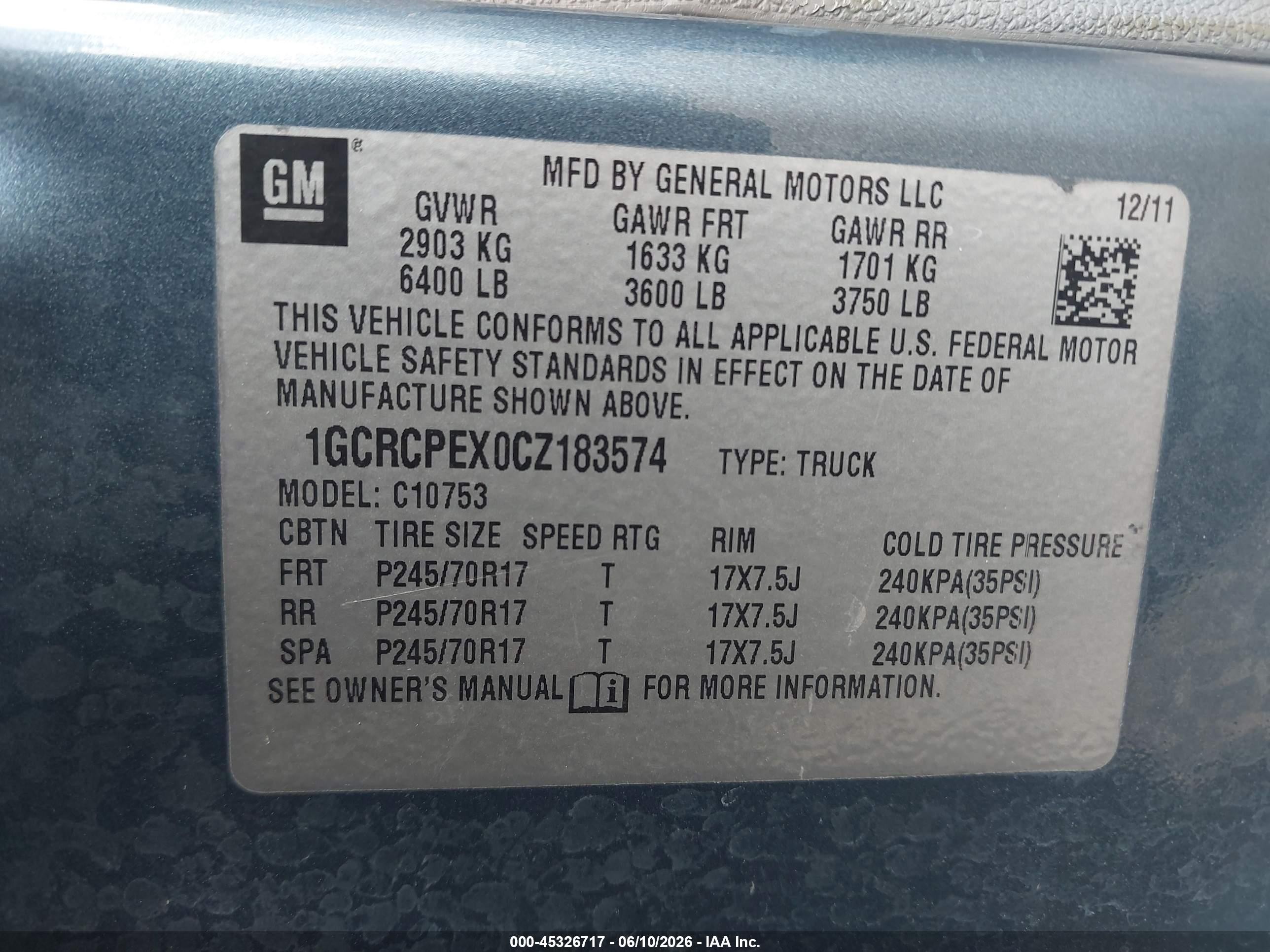 2012 Chevrolet Silverado 1500 Work Truck Blue vin: 1GCRCPEX0CZ183574