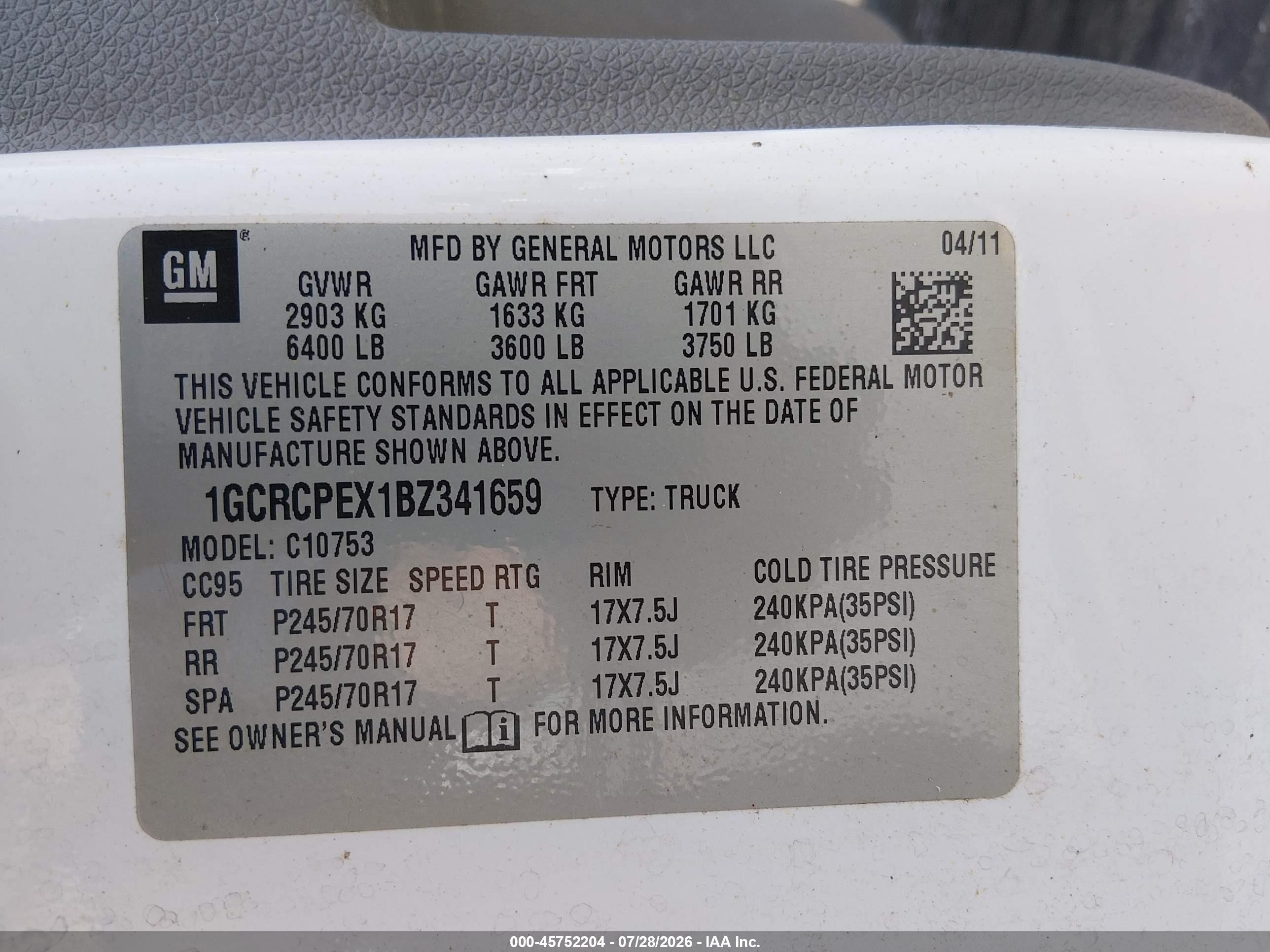 2011 Chevrolet Silverado 1500 Work Truck White vin: 1GCRCPEX1BZ341659