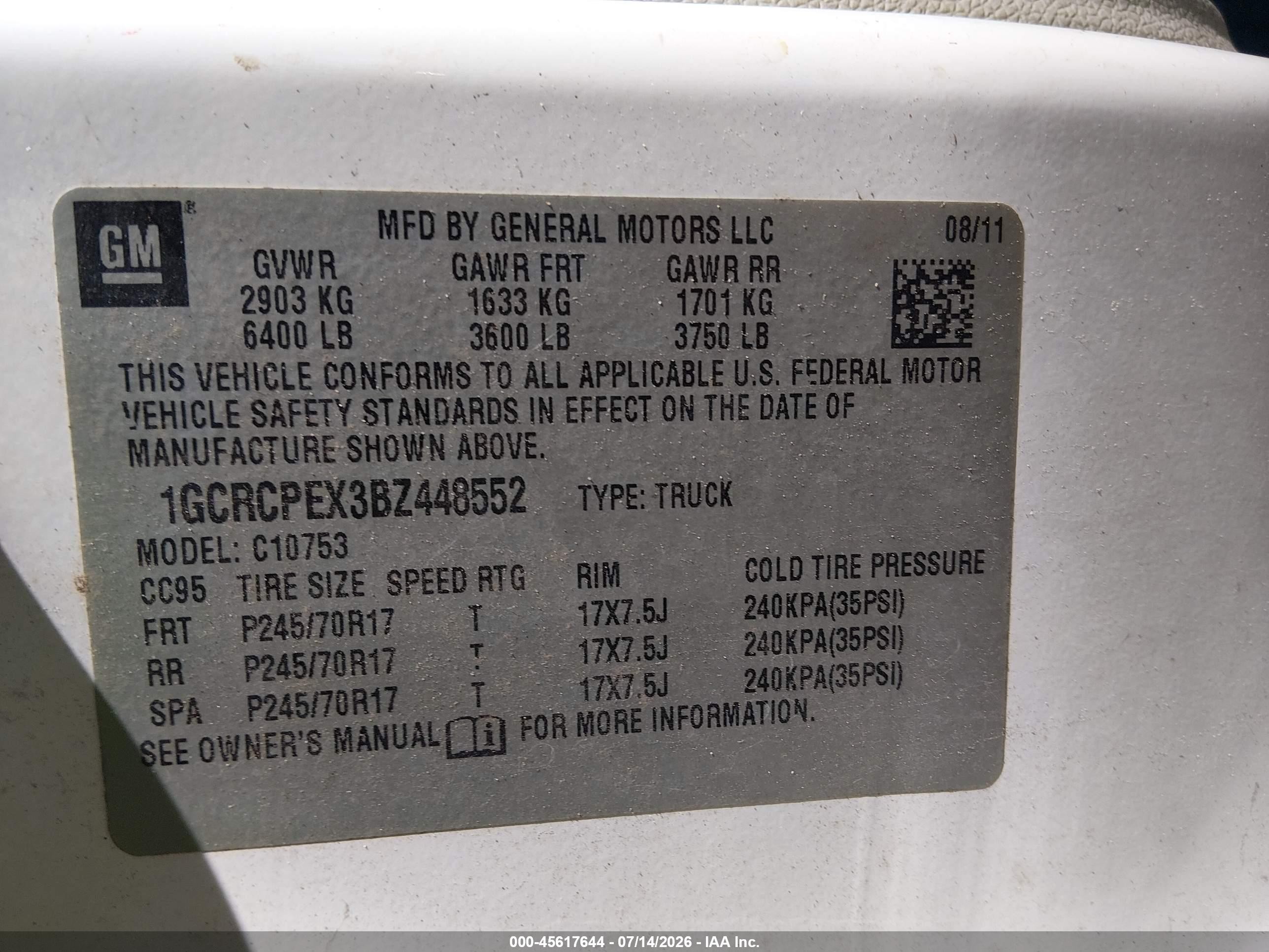 2011 Chevrolet Silverado 1500 Work Truck White vin: 1GCRCPEX3BZ448552