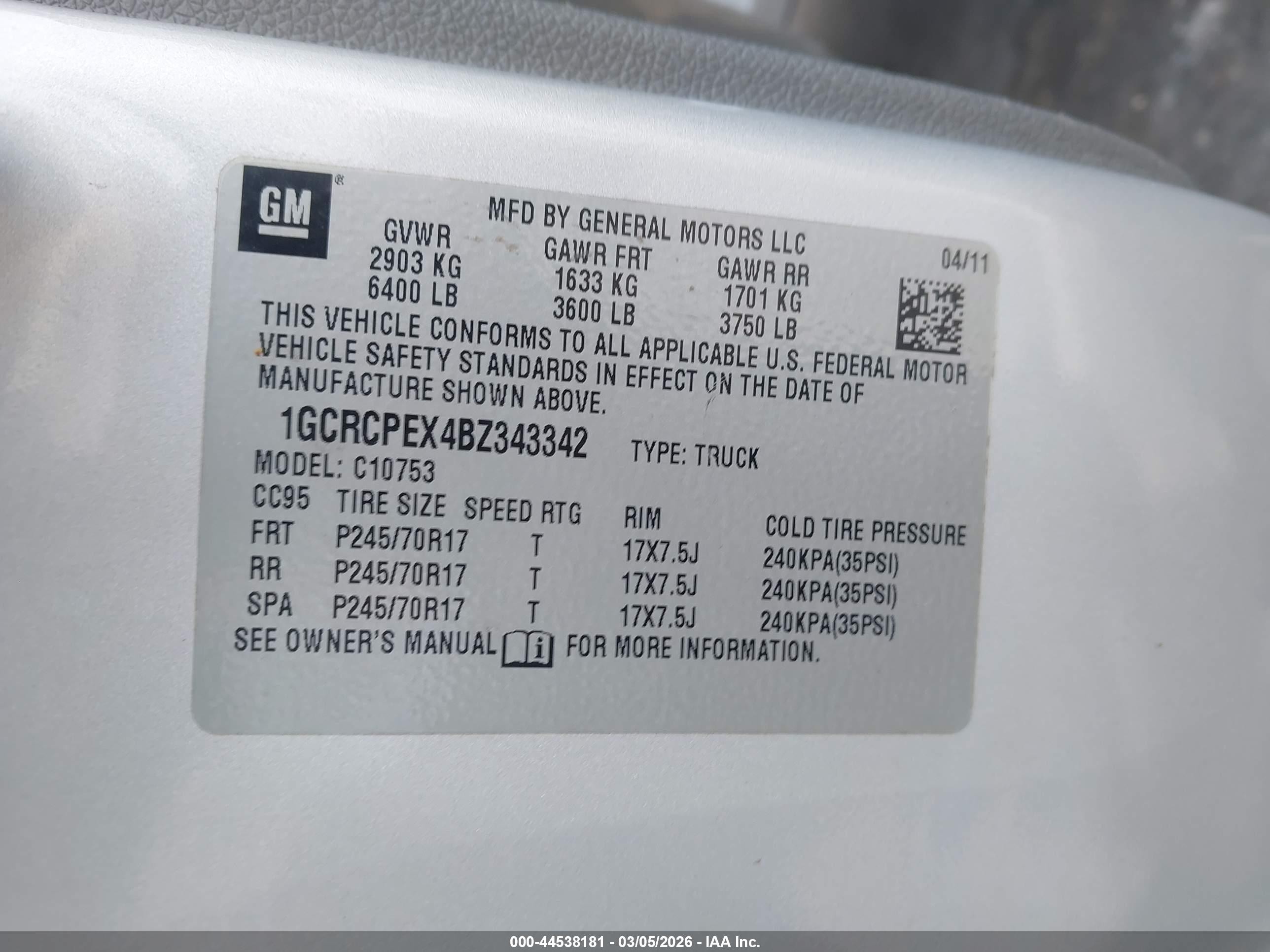 2011 Chevrolet Silverado 1500 Work Truck Silver vin: 1GCRCPEX4BZ343342