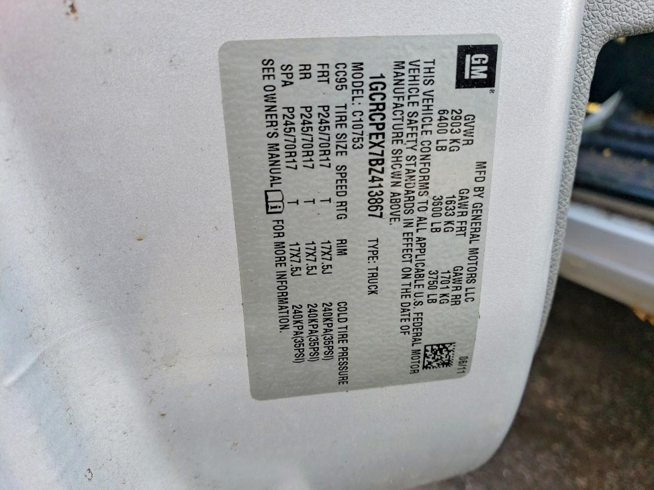 2011 Chevrolet Silverado C1500 Серебряный vin: 1GCRCPEX7BZ413867