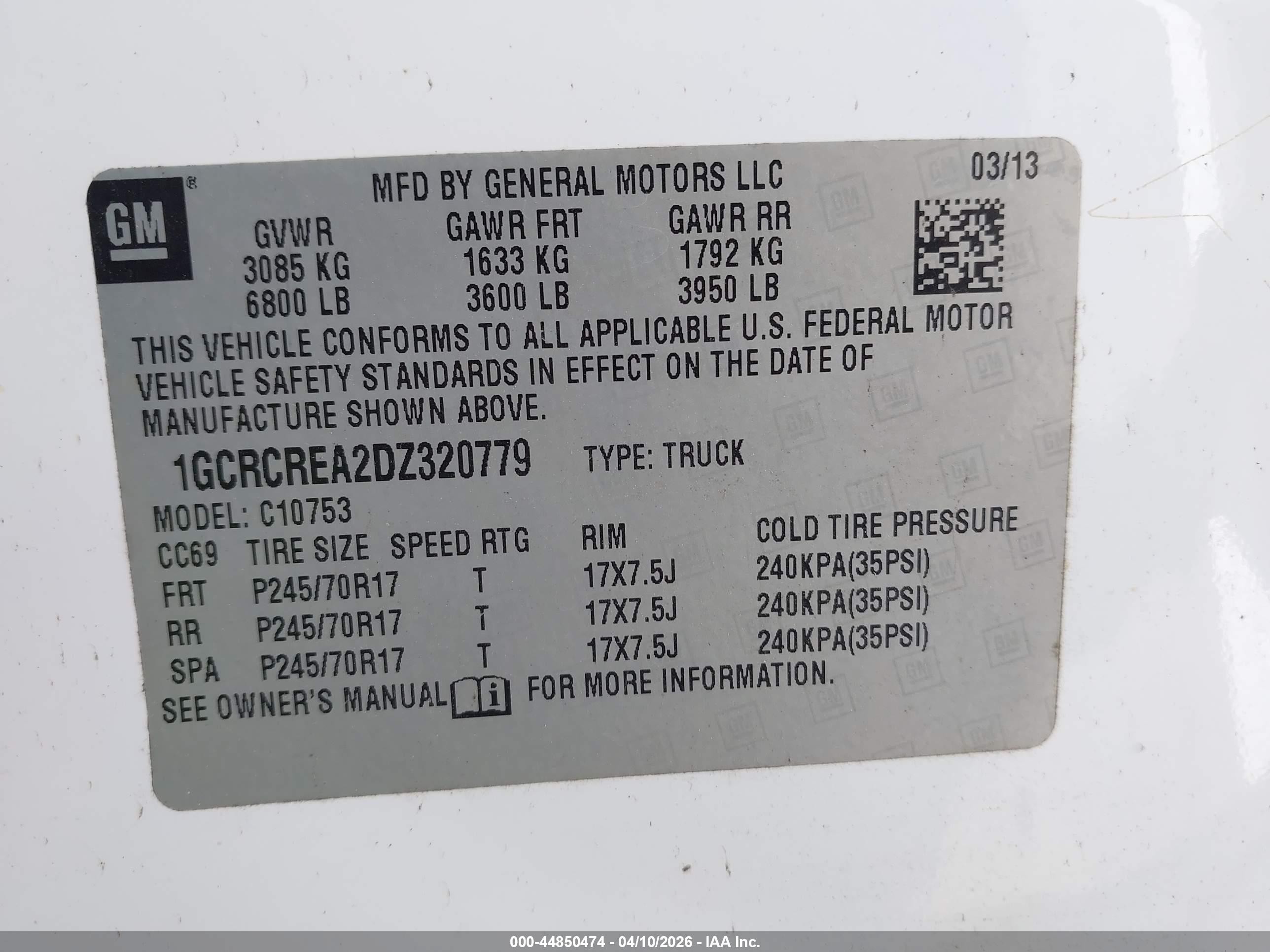 2013 Chevrolet Silverado 1500 Ls White vin: 1GCRCREA2DZ320779