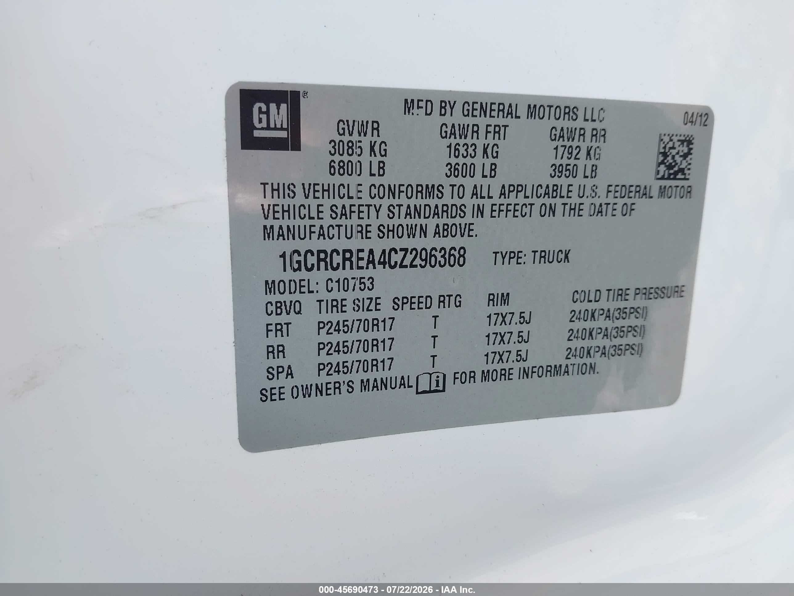 2012 Chevrolet Silverado 1500 Ls White vin: 1GCRCREA4CZ296368