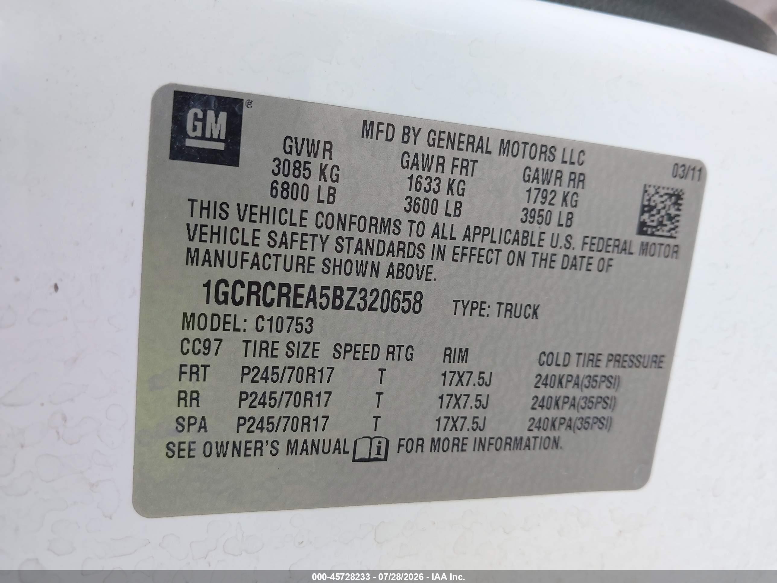 2011 Chevrolet Silverado 1500 Ls White vin: 1GCRCREA5BZ320658