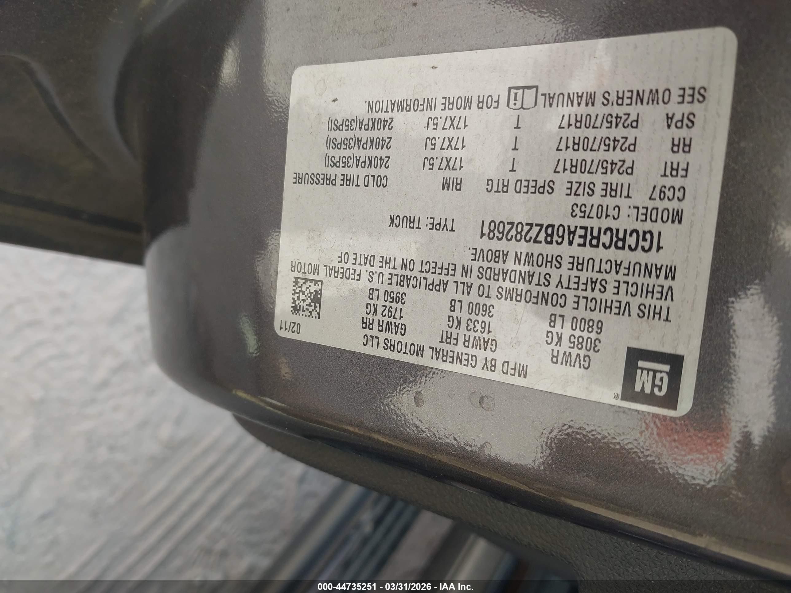 2011 Chevrolet Silverado 1500 Ls Серый vin: 1GCRCREA6BZ282681