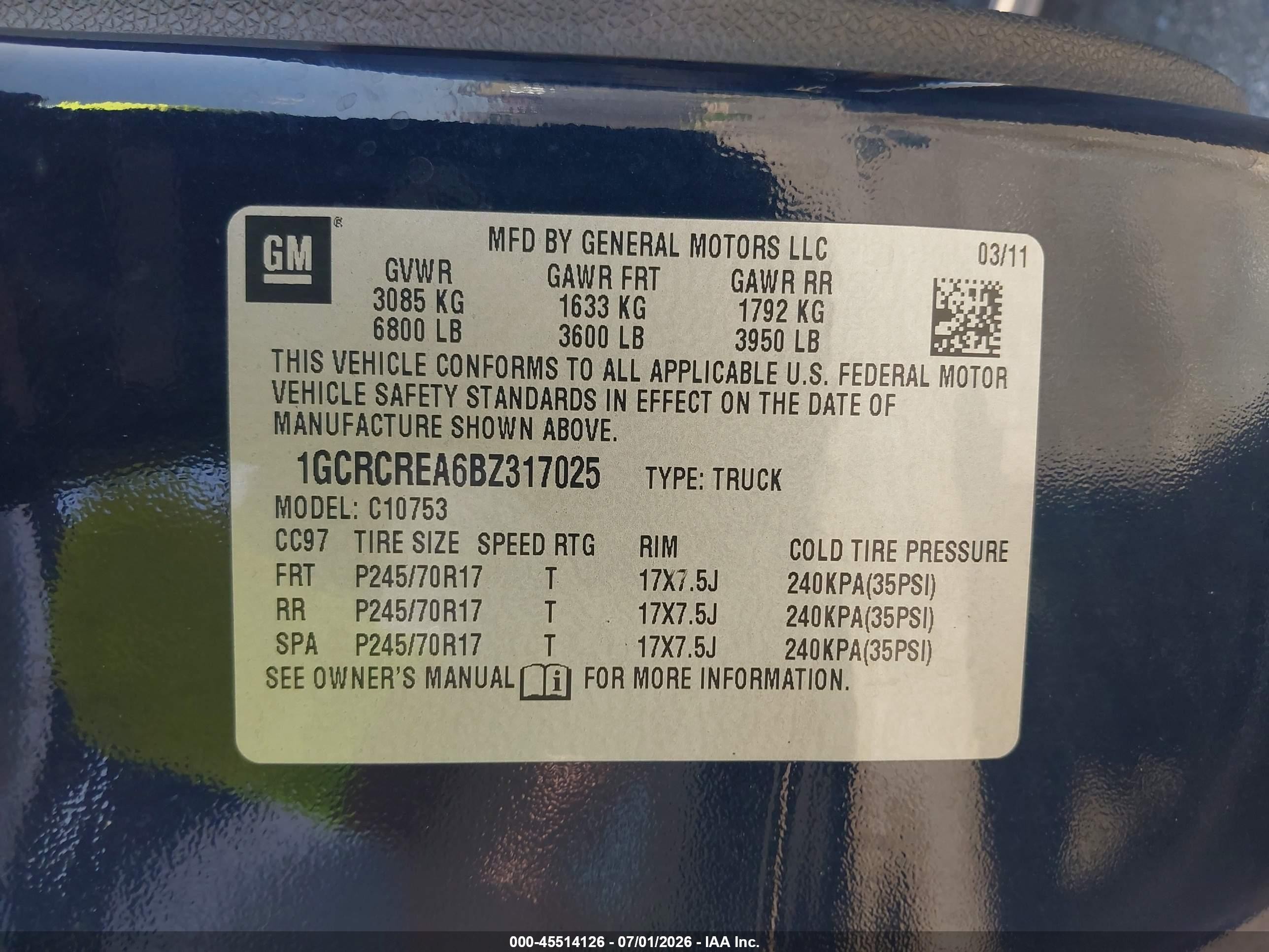 2011 Chevrolet Silverado 1500 Ls Blue vin: 1GCRCREA6BZ317025