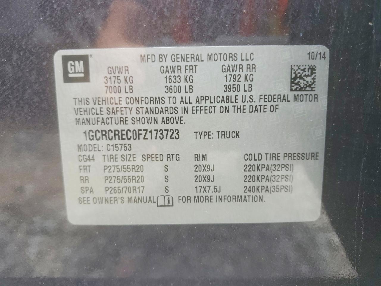 2015 Chevrolet Silverado C1500 Lt Charcoal vin: 1GCRCREC0FZ173723
